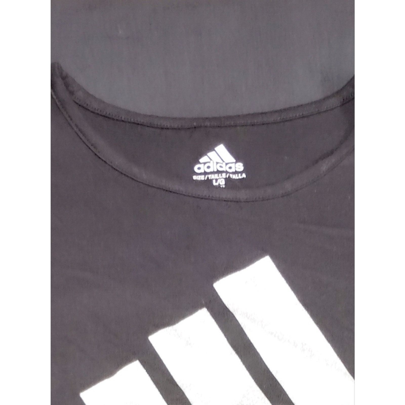 Adidas Adidas Black Tee with Sparkly Silver White Logo Short Sleeve Size L / US 10 / IT 46 - 5 Thumbnail