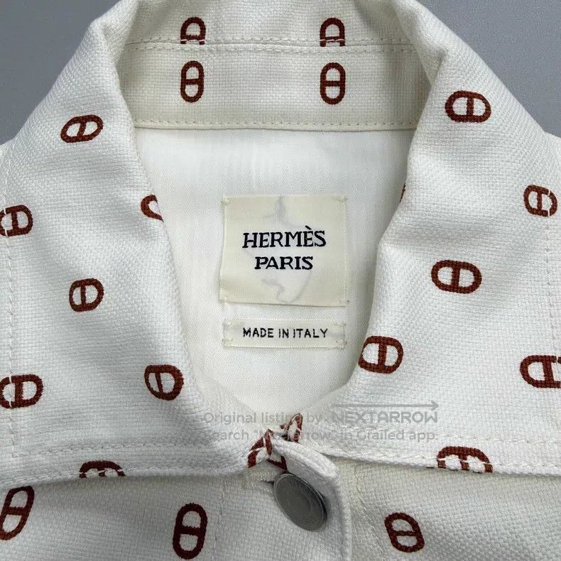 Hermes Hermes White pig nose logo denim cotton jacket Size XS / US 0-2 / IT 36-38 - 5 Thumbnail