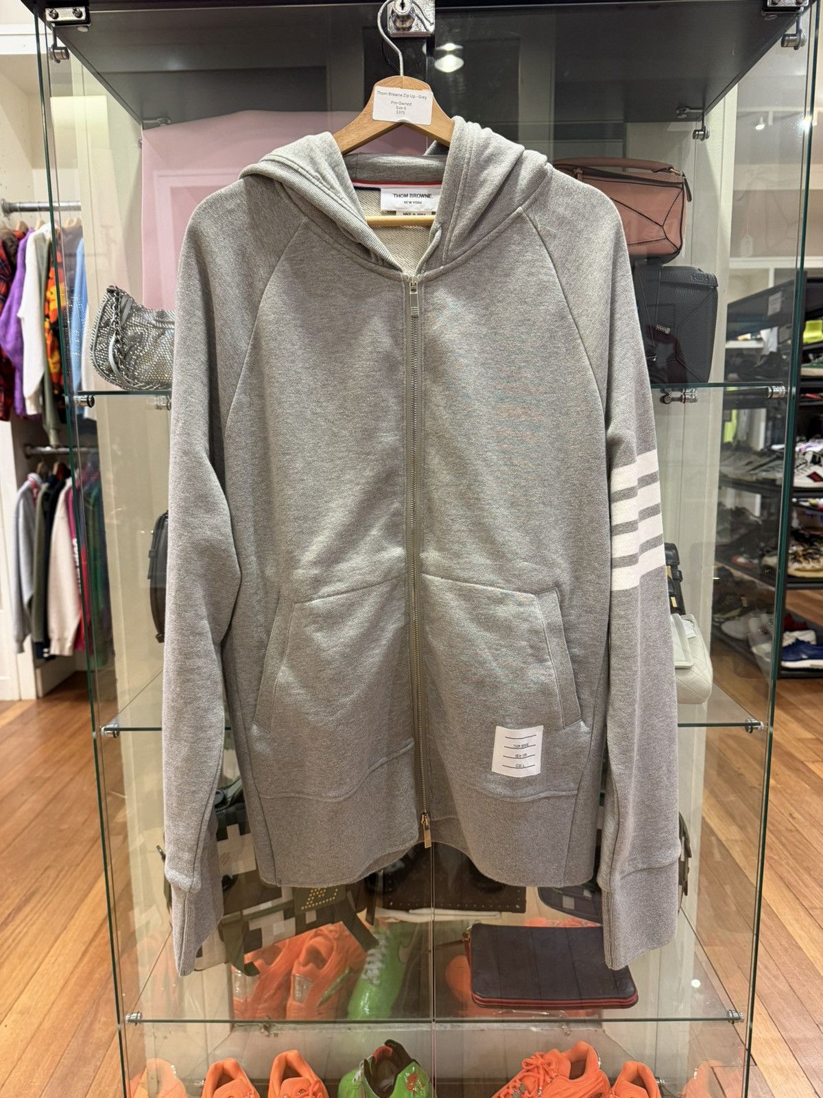 Thom Browne Thom Browne 4Bar Full Zip Hoodie - Grey Size US XL / EU 56 / 4 - 1 Thumbnail