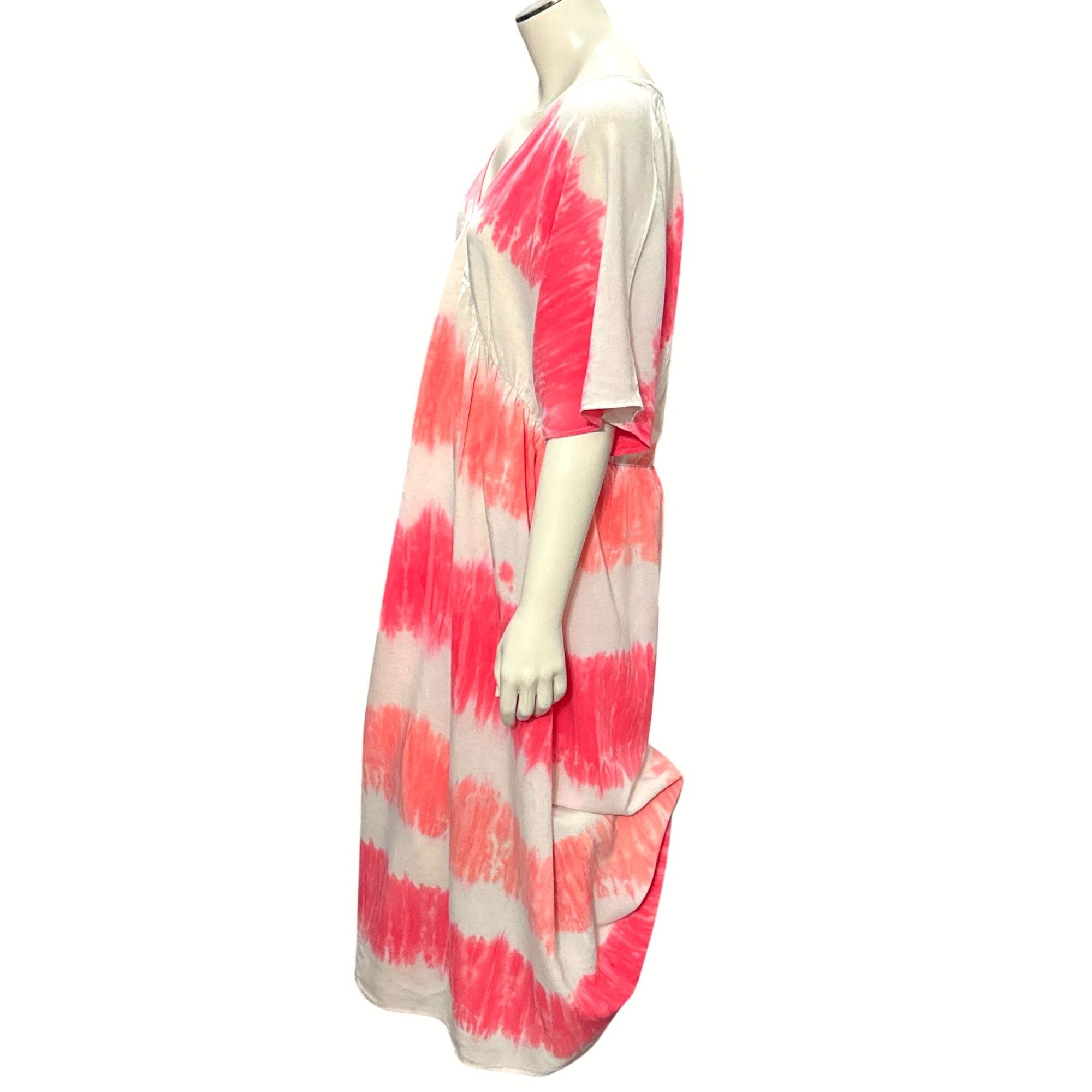 Other CCC Tie Dye Maxi Dress V Neck Short Sleeve Trendy Red White Size XL / US 12-14 / IT 48-50 - 2 Thumbnail