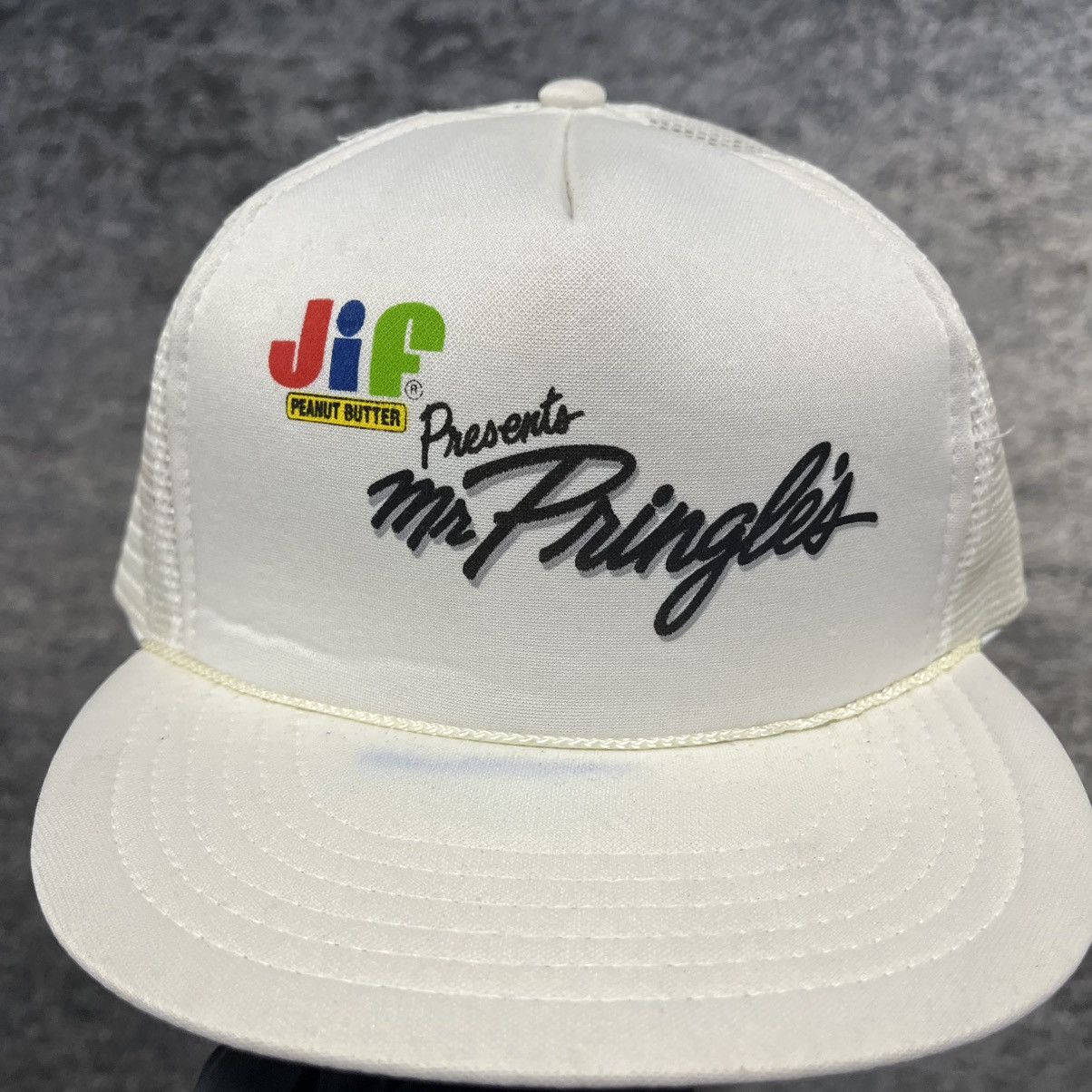 Vintage Vintage Jif Peanut Butter Mr Pringles Snapback Trucker Hat Size ONE SIZE - 3 Thumbnail