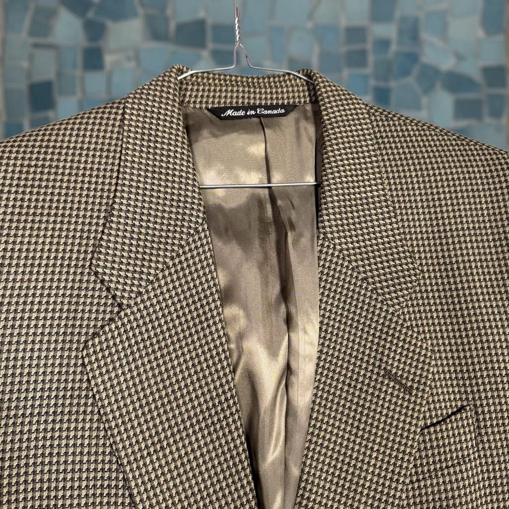Jack Victor Jack Victor Blazer Men 42L Pure Virgin Wool Houndstooth Tweed Sport Coat Montreal Size 42R - 1 Thumbnail