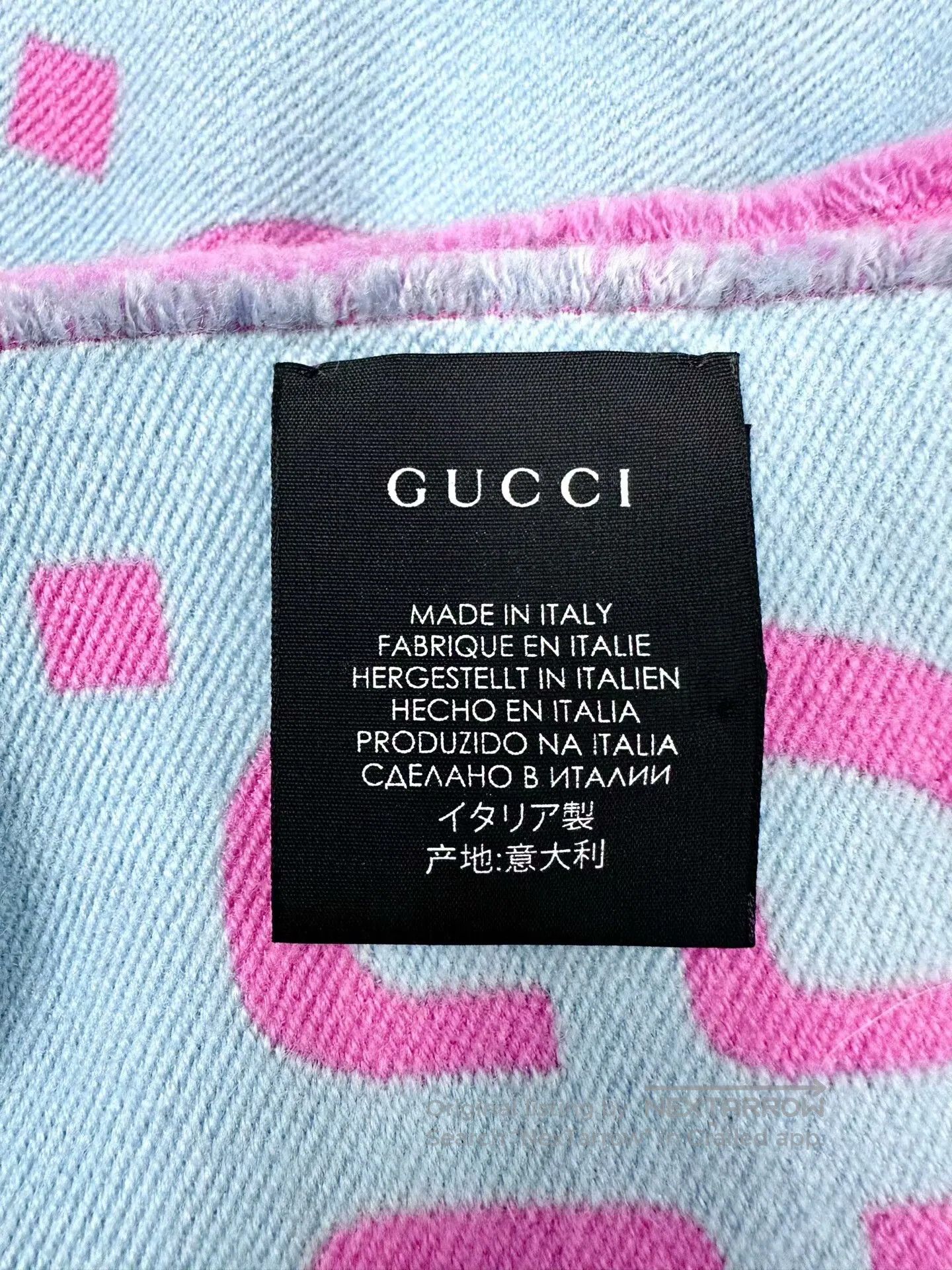 Gucci Guicci Blue and pink old-fashioned double-sided scarf| Size ONE SIZE - 5 Thumbnail
