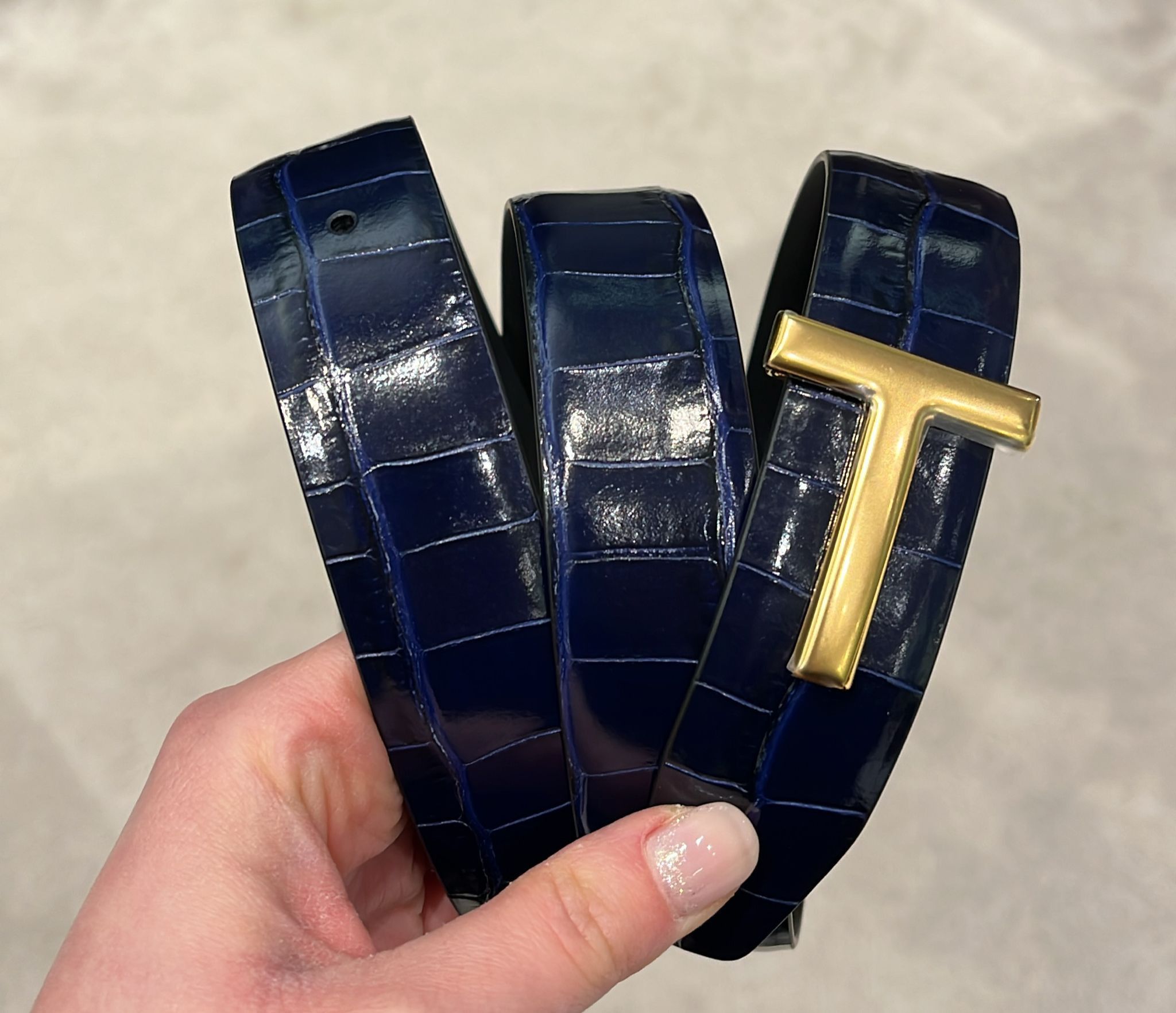 Tom Ford o1loc1c0126 TB224 Size: 90 / Leather Belt in Blue Size 36 - 1 Preview