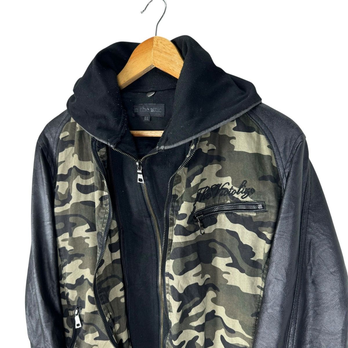In The Attic 🌟IN THE ATTIC HOODIE CAMO SYNTHETIC LEATHER JACKET Size US L / EU 52-54 / 3 - 5 Thumbnail