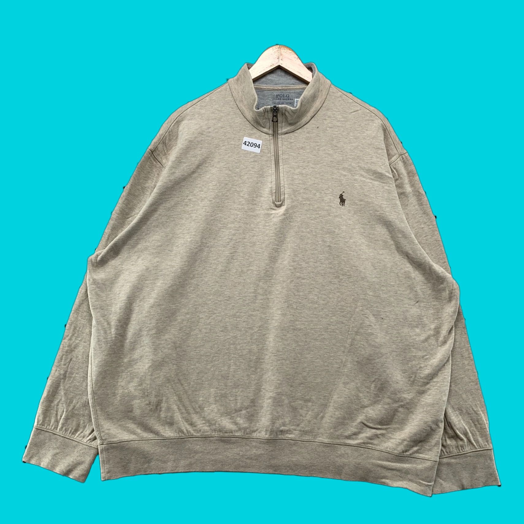 Polo Ralph Lauren Polo Ralph Lauren 1/4 Zip Pullover Sweater Mens 2XL Beige Solid Preppy Size US XXL / EU 58 / 5 - 1 Thumbnail