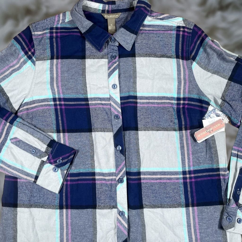 Vintage VINTAGE Bit & Bridle Flannel Shirt Mens XL Extra Large Plaid Long Sleeve Button Down New Size US XL / EU 56 / 4 - 1 Thumbnail