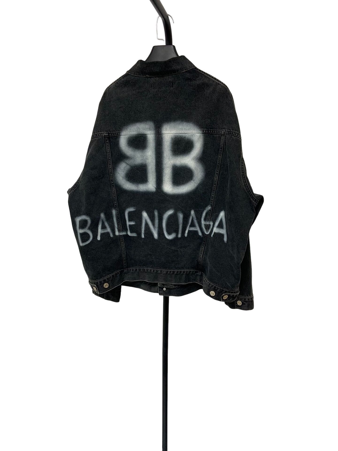 Balenciaga Balenciaga Spray Logo Denim Jacket XS Size US XS / EU 42 / 0 - 1 Thumbnail