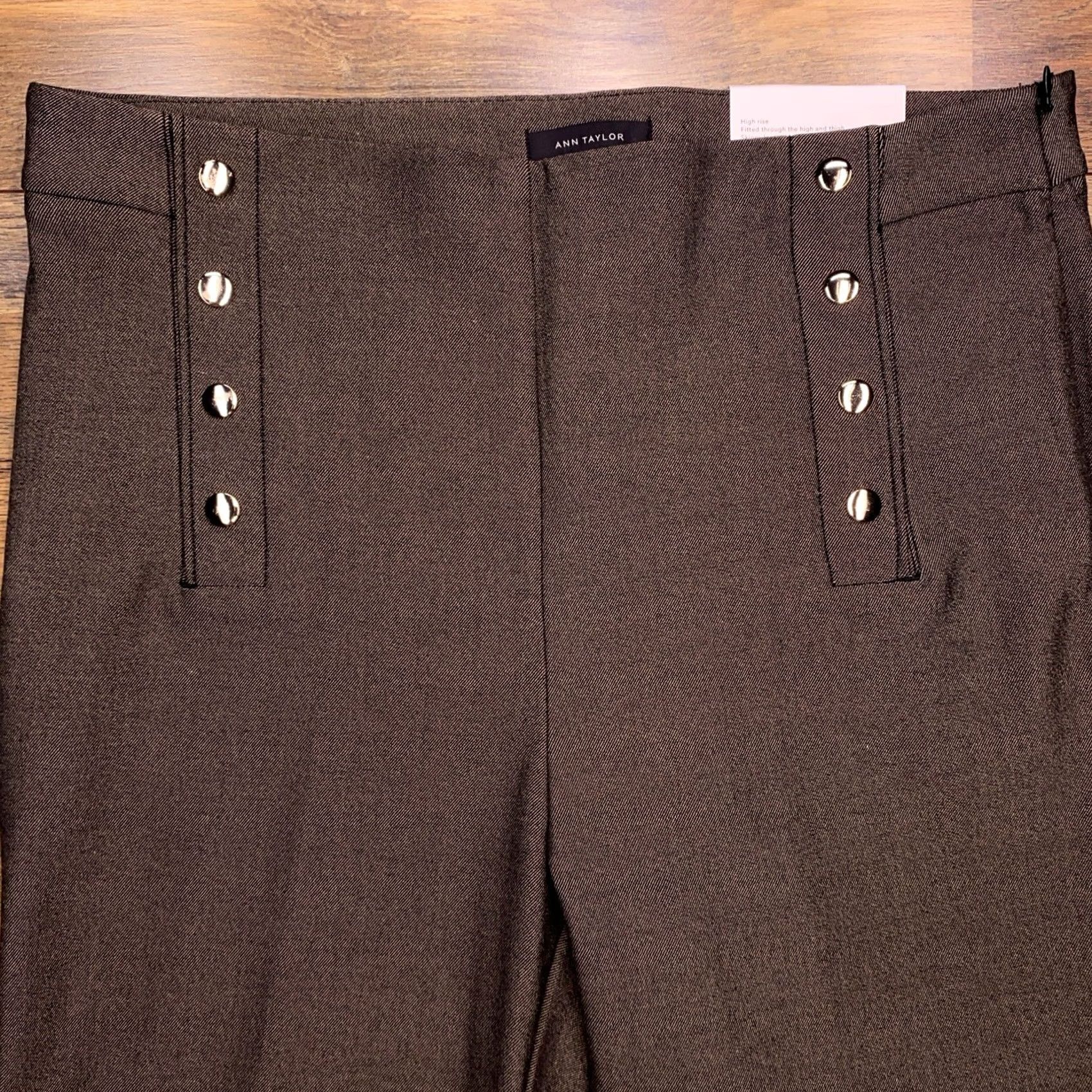 Ann Taylor Ann Taylor Pants Slim Ankle High Rise Bi Stretch 27in Inseam Brown Solid Polyester Blend Workwear City Mens? Women's? Size 36" / US 14 / IT 50 - 3 Thumbnail
