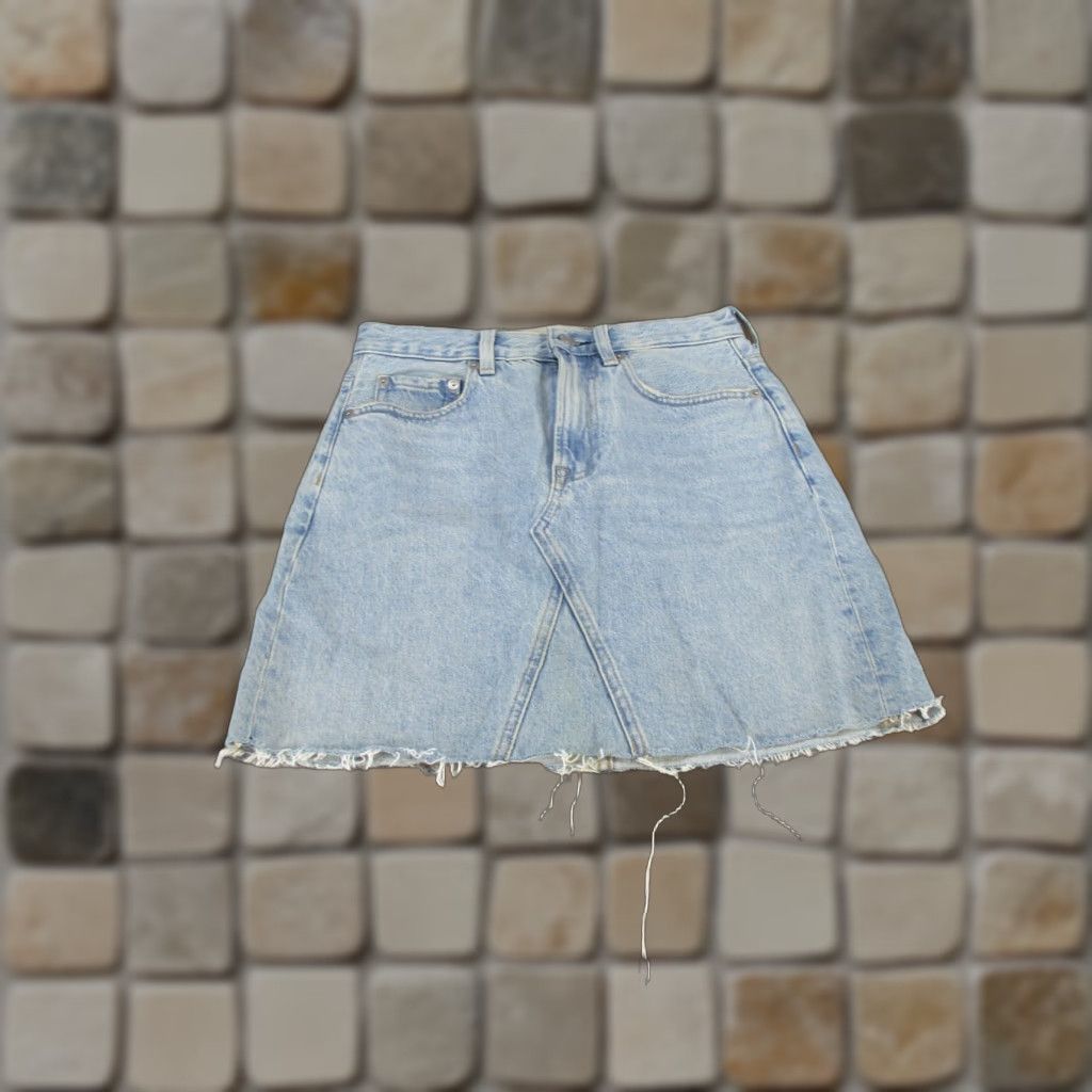 Everlane Vintage Everlane Denim Skirt Women’s 25 A-Line Short Blue Cotton Raw Hem 90s Size 42" / US 20 - 1 Thumbnail
