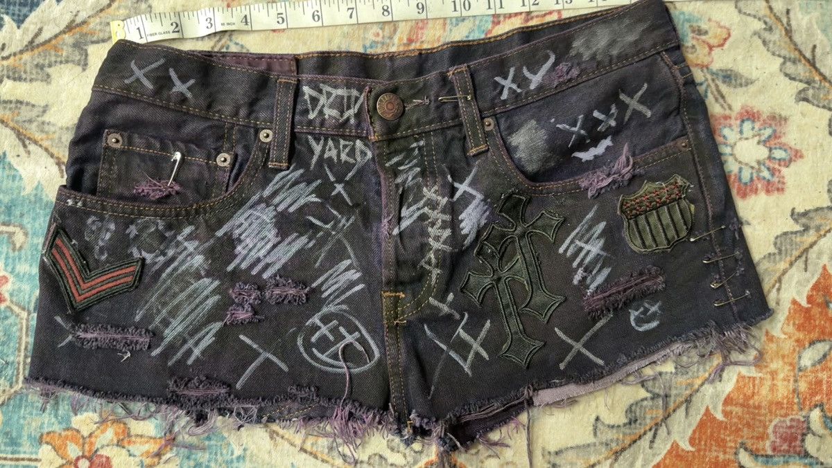 Other Vintage 1of1 Burgundy distressed denim jean skirt Sz. 31 Size 31" - 8 Thumbnail