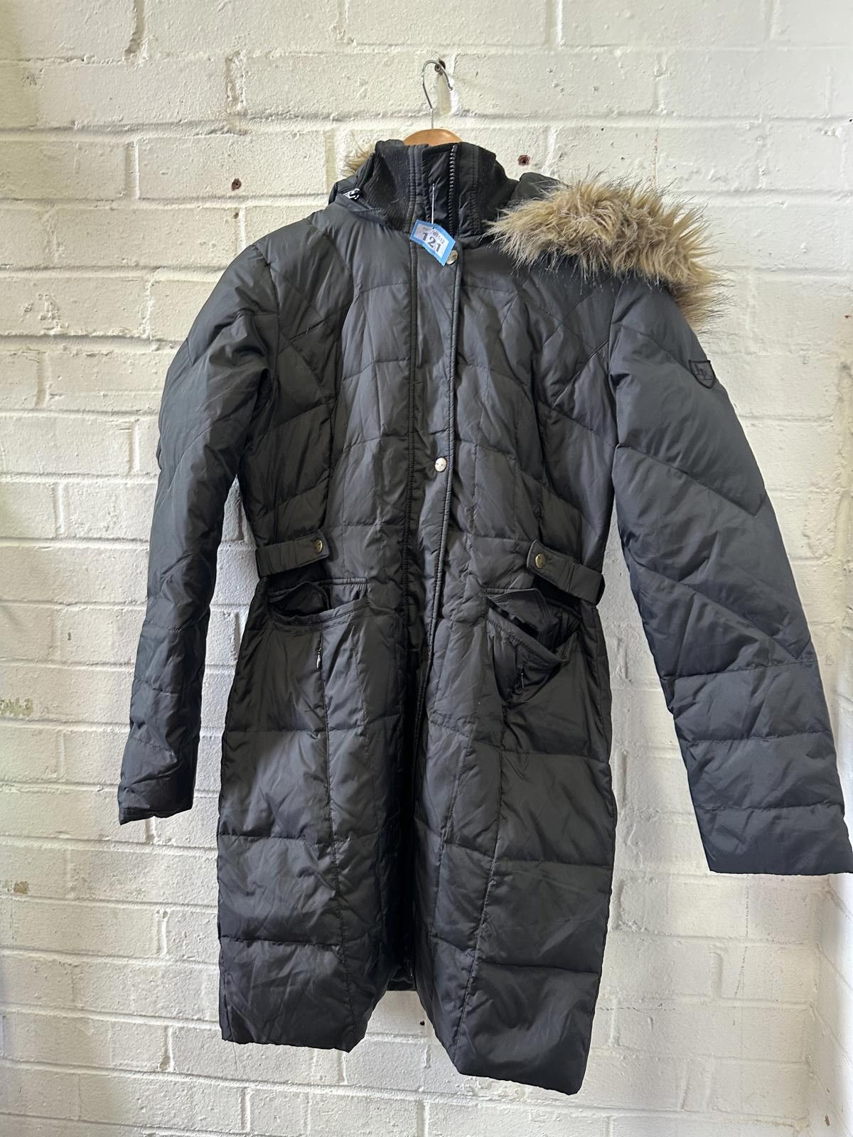 Unknown London Black Quilted Women's Winter Coat with Faux Fur Hood Size S / US 4 / IT 40 - 1 Thumbnail