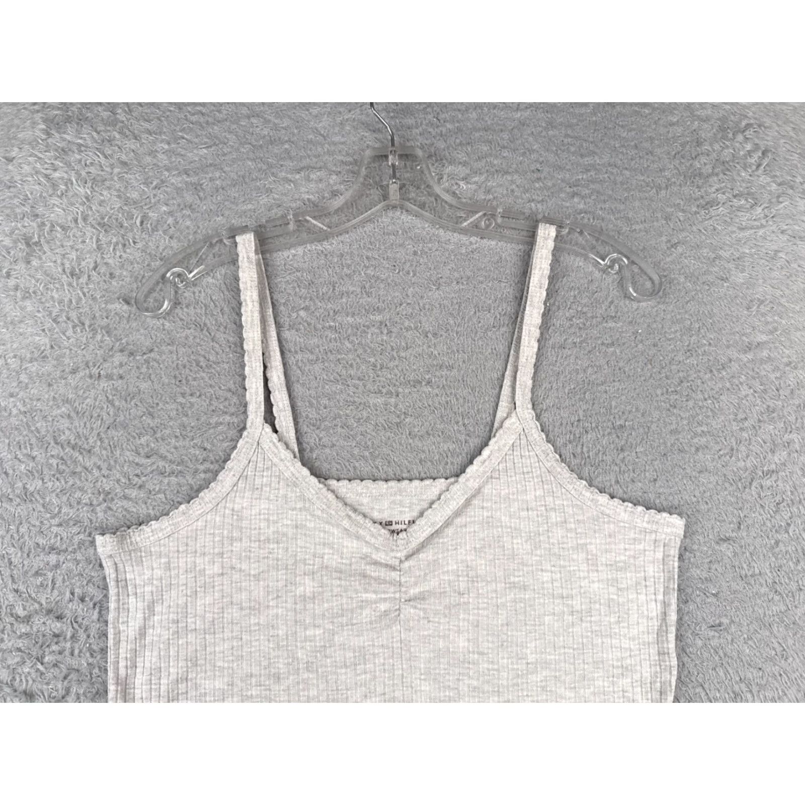 Tommy Hilfiger Tommy Hilfiger Tank Women M Gray Ribbed Cotton V-Neck Sleepwear Womens Size M / US 6-8 / IT 42-44 - 4 Thumbnail