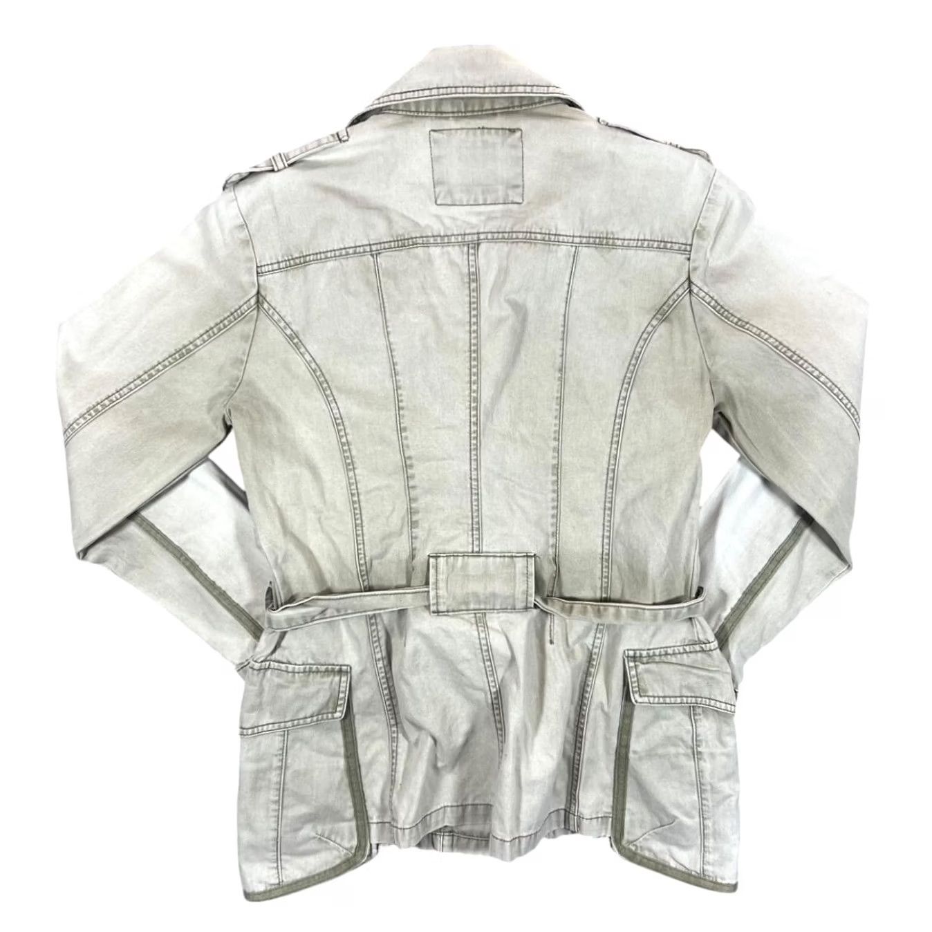 Vintage VINTAGE Vera Moda Jacket Women's Large Beige Faded Cream-Beige Effect Cotton Button Pockets Size L / US 10 / IT 46 - 2 Thumbnail