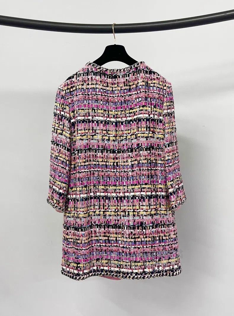 Chanel Chanel Pink-purple woven tweed coat Size XS / US 0-2 / IT 36-38 - 2 Thumbnail