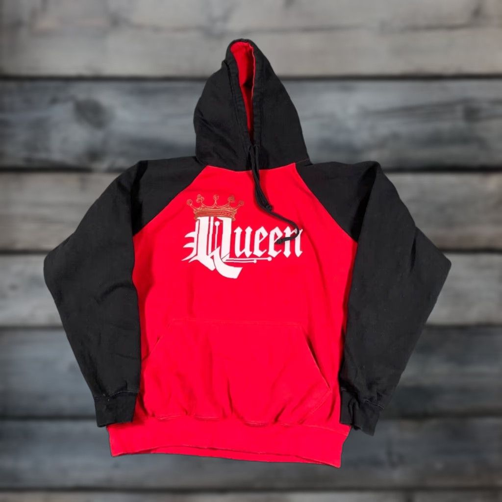 Etro Queen Logo Hoodie Sweatshirt Adult Large Red Black Retro 80s Rock Mens Size US L / EU 52-54 / 3 - 1 Thumbnail