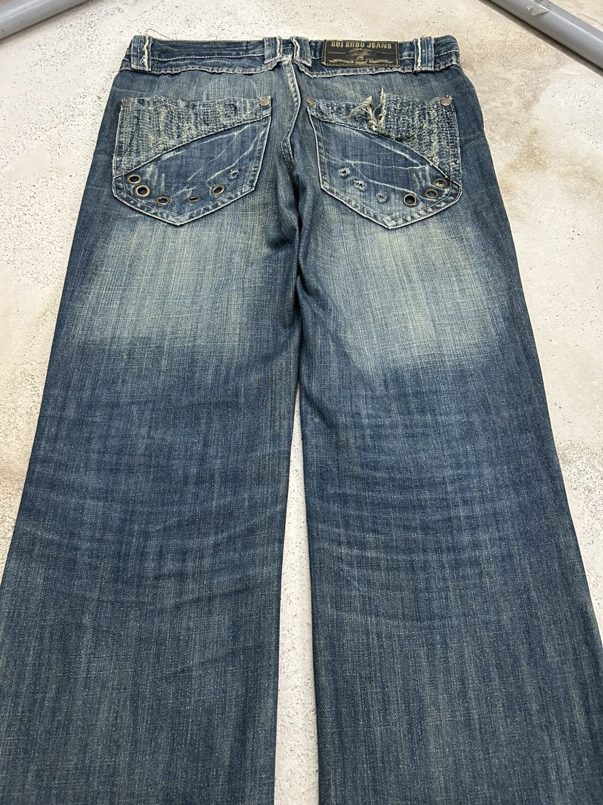 Le Grande Bleu (L.G.B.) Y2k Gui Show Jeans Straight Leg Embellishment Distressed Size US 34 / EU 50 - 8 Thumbnail