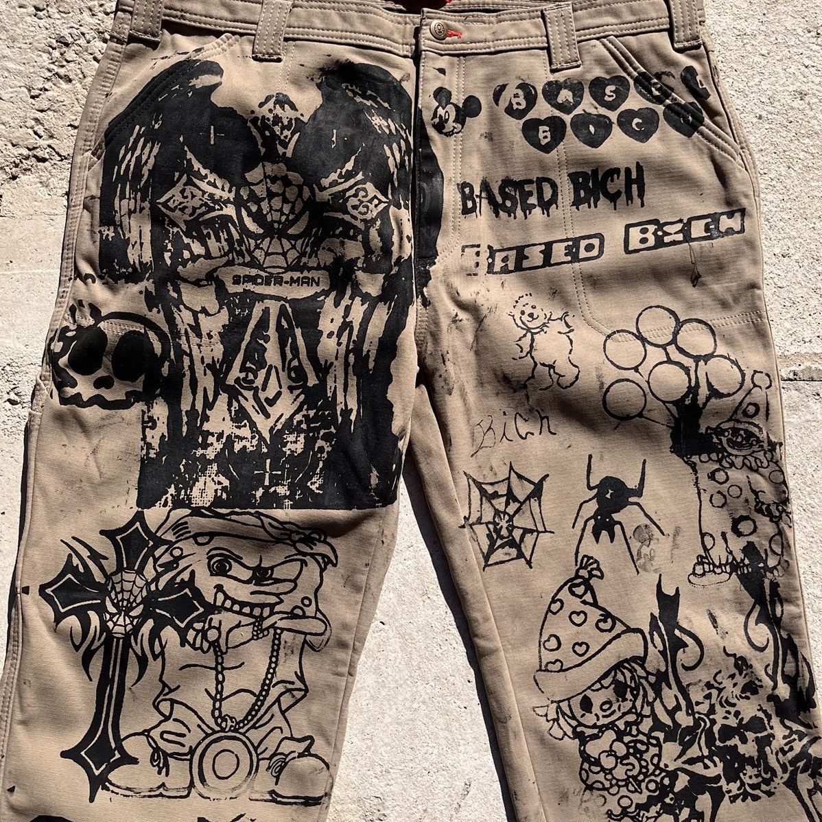 Handmade Basedbich hand printed jeans 40x32 Size US 40 / EU 56 - 5 Thumbnail