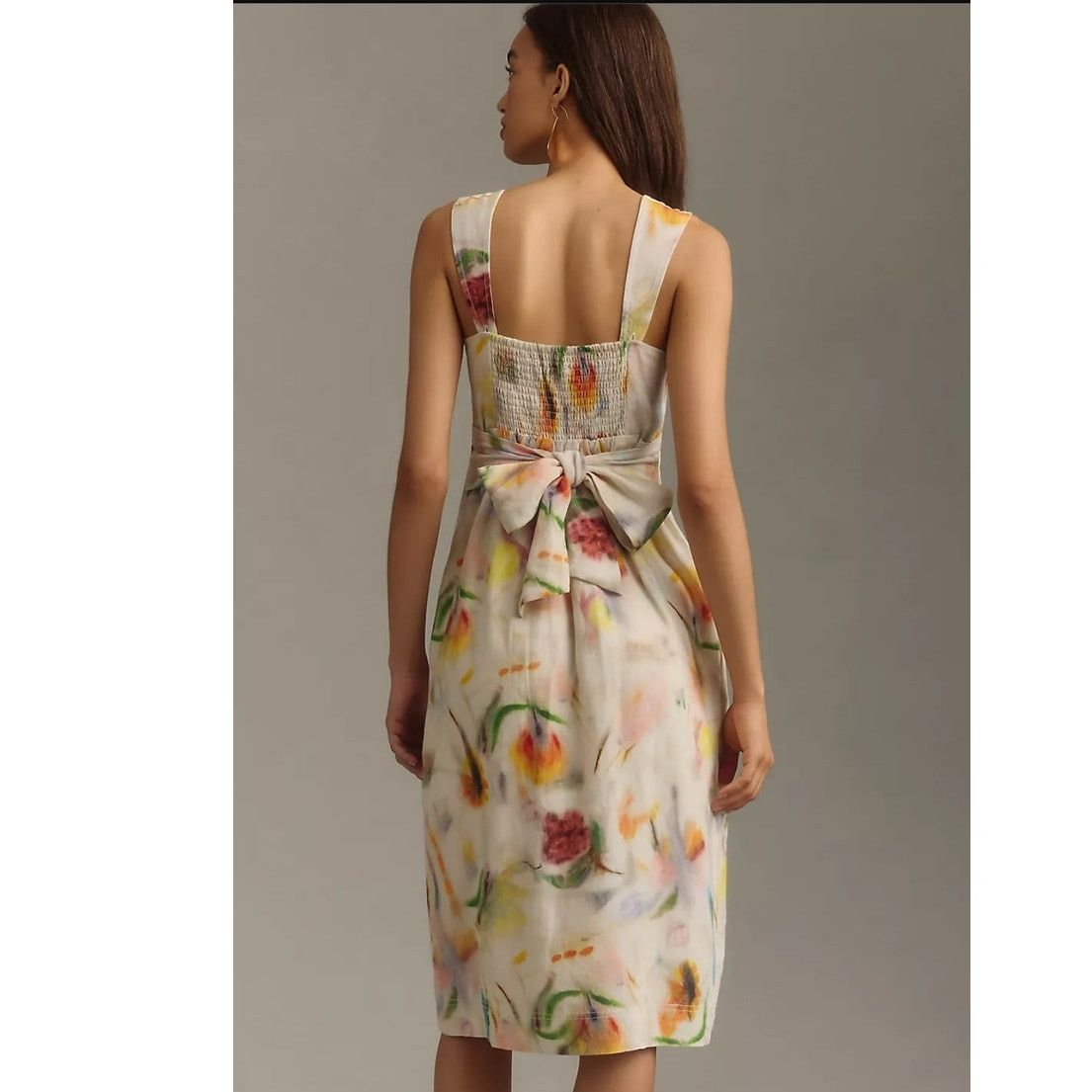 Anthropologie NWT Klaas Jonkman Square-Neck Linen Midi Dress $148 3X Size 3XL / US 20-22 - 4 Thumbnail