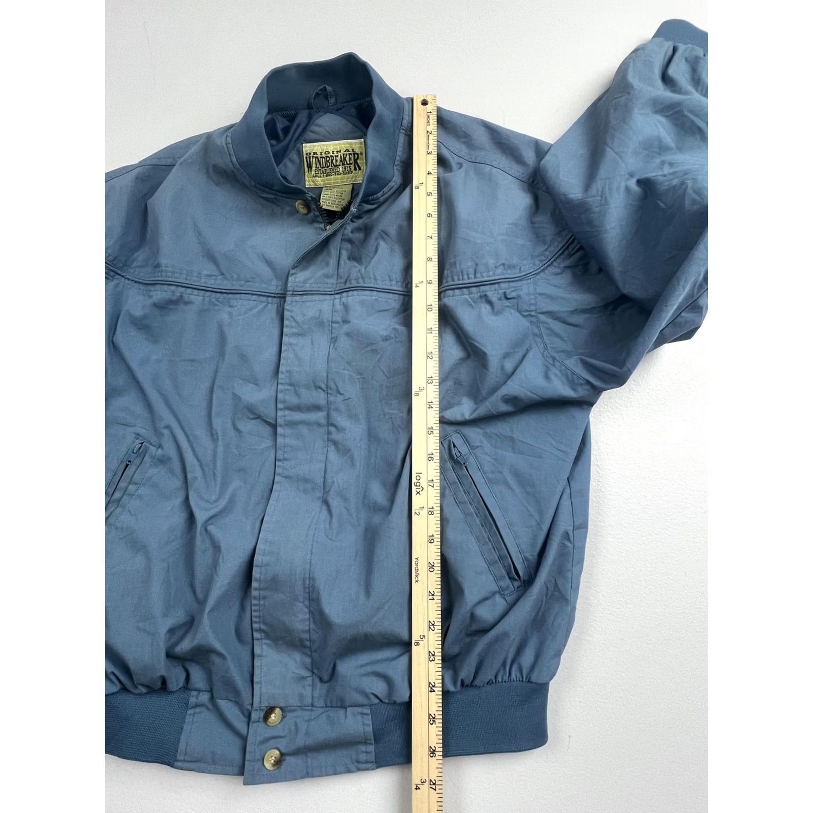 Vintage Original Windbreaker Jacket Mens Large Blue Bomber Full Zip Lightweight Lined Size US L / EU 52-54 / 3 - 6 Thumbnail