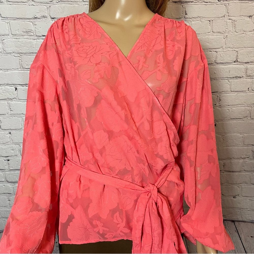 Other New Lane Bryant Classic Crop Sheer Full-Wrap Coral Long Sle Size 3XL / US 20-22 - 9 Thumbnail