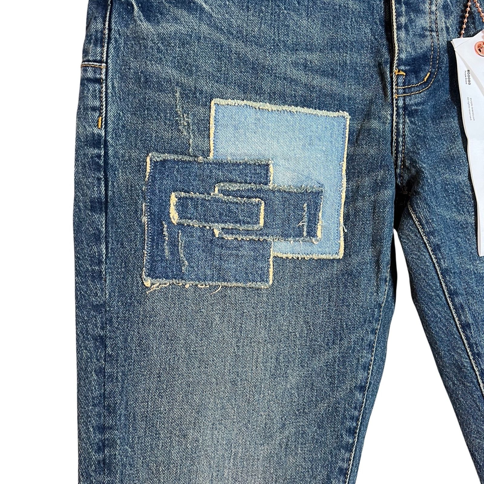 Purple PURPLE Brand Square Patch Repair Slim Jeans 34 Indigo NWT Size US 34 / EU 50 - 15 Thumbnail