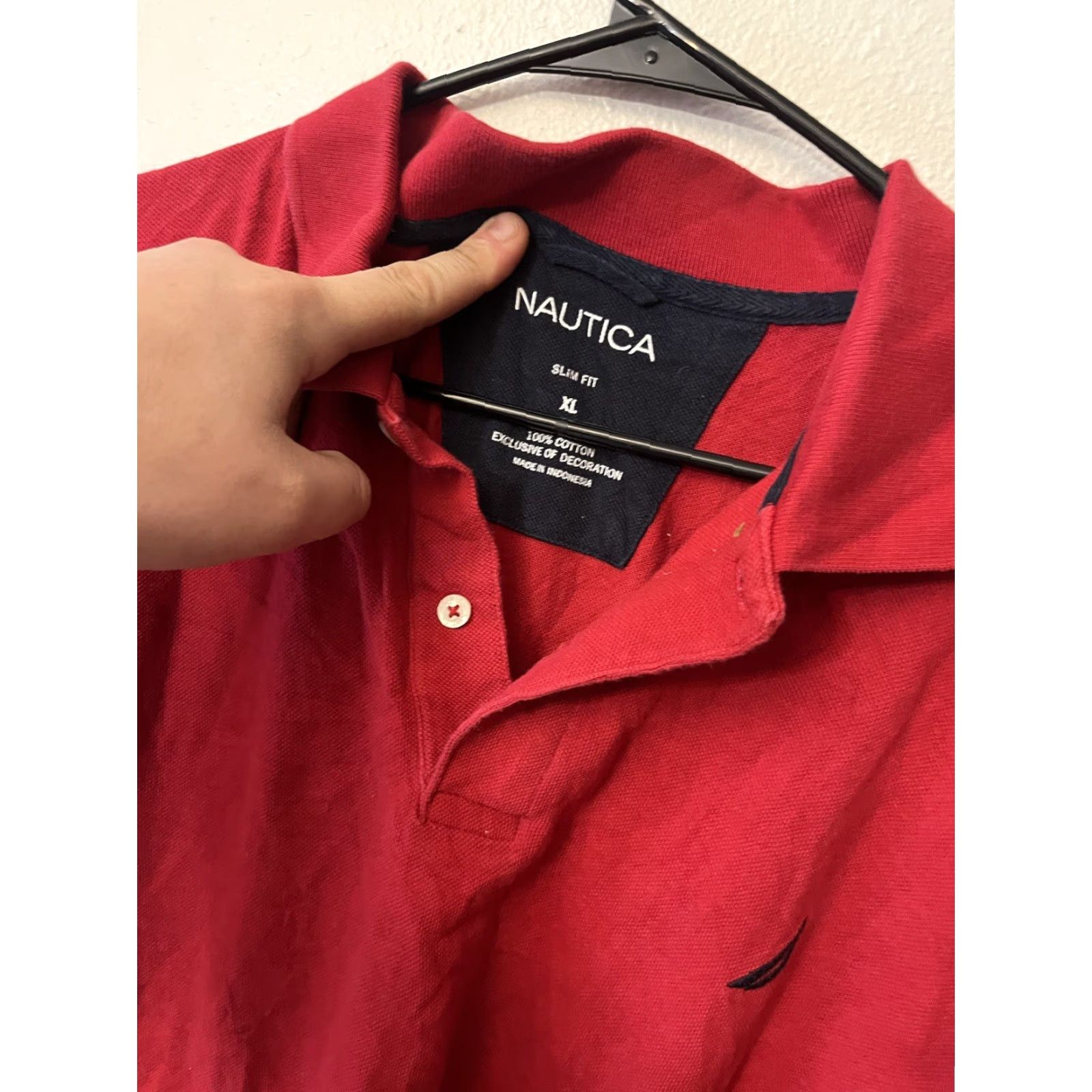 Nautica Nautica Polo Shirt - Red - Men's XL - Short Sleeve - Slim Fit - Button Collar - Logo - Classic Golf/Boating Shirt Size US XL / EU 56 / 4 - 2 Thumbnail