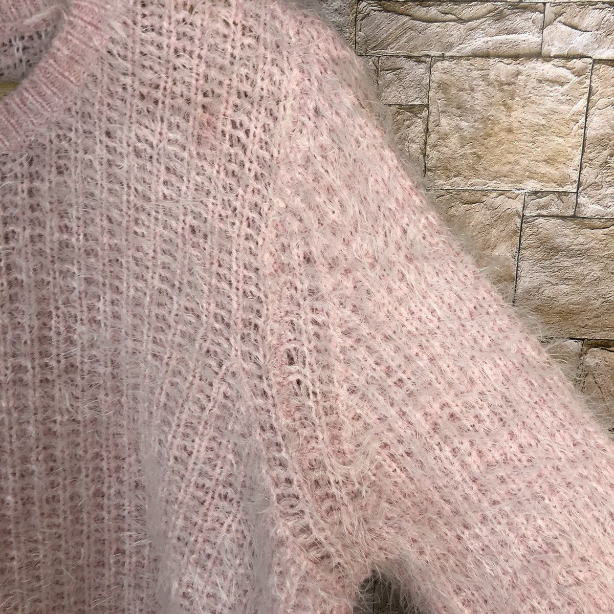 Japanese Brand Blue Stripe Pink Shag Shaggy Fur Mohair Knitwear #A491 Size L / US 10 / IT 46 - 11 Thumbnail