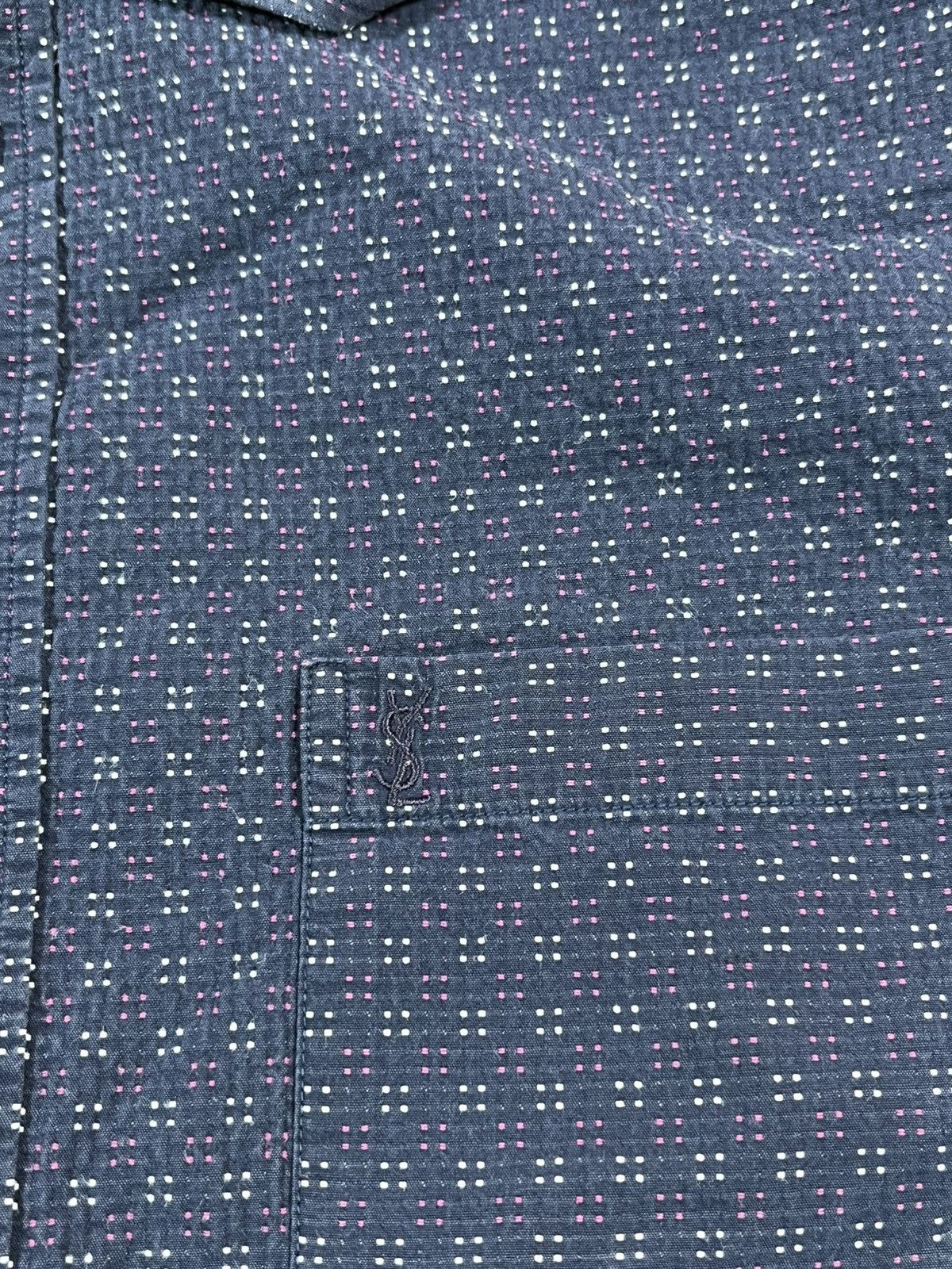 Yves Saint Laurent Vintage Yves Saint Laurent Navy Cotton Shirt Size US M / EU 48-50 / 2 - 3 Thumbnail