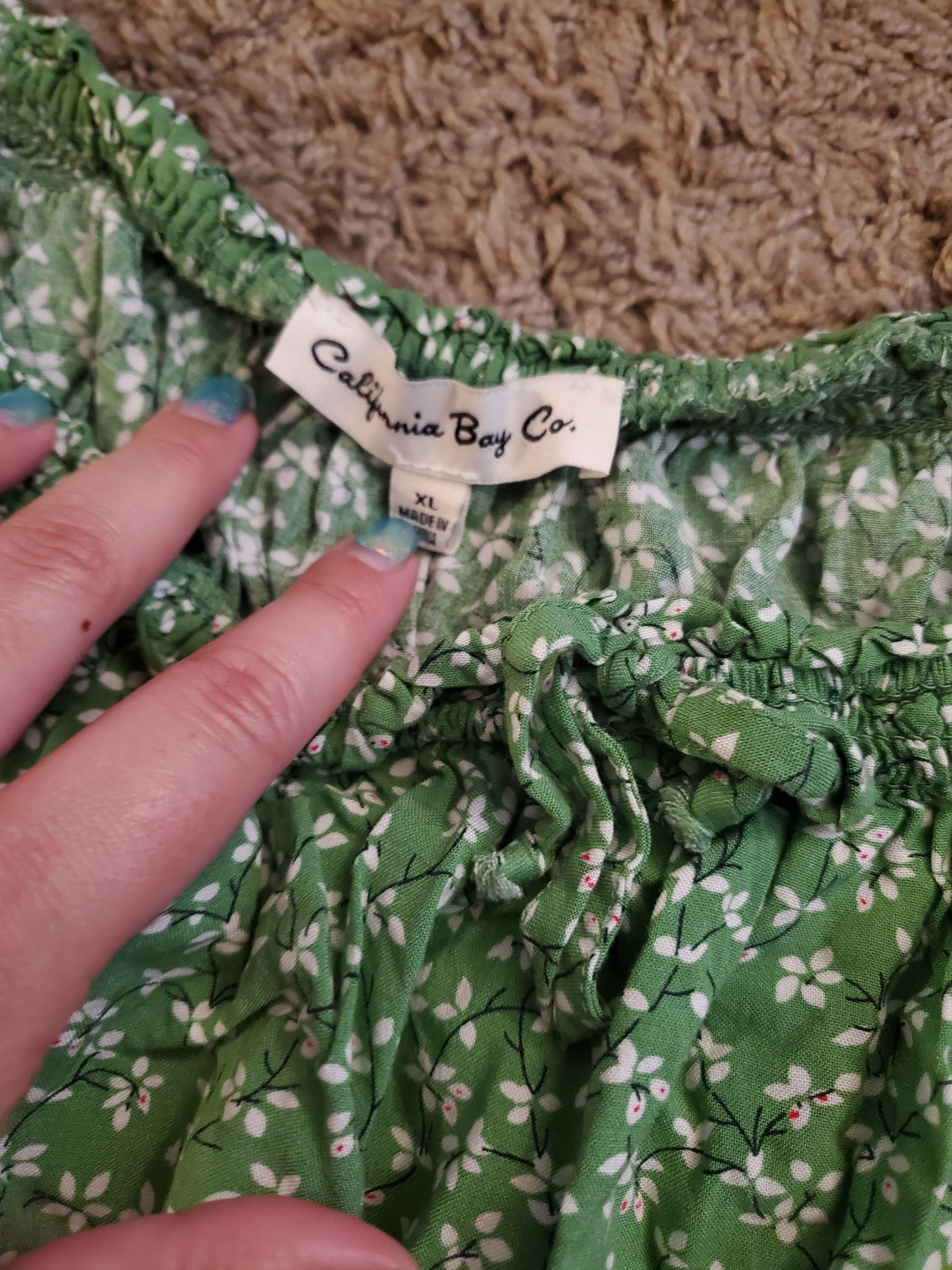 Other California bay co green mini sundress w/ white flowers Size XL / US 12-14 / IT 48-50 - 2 Thumbnail