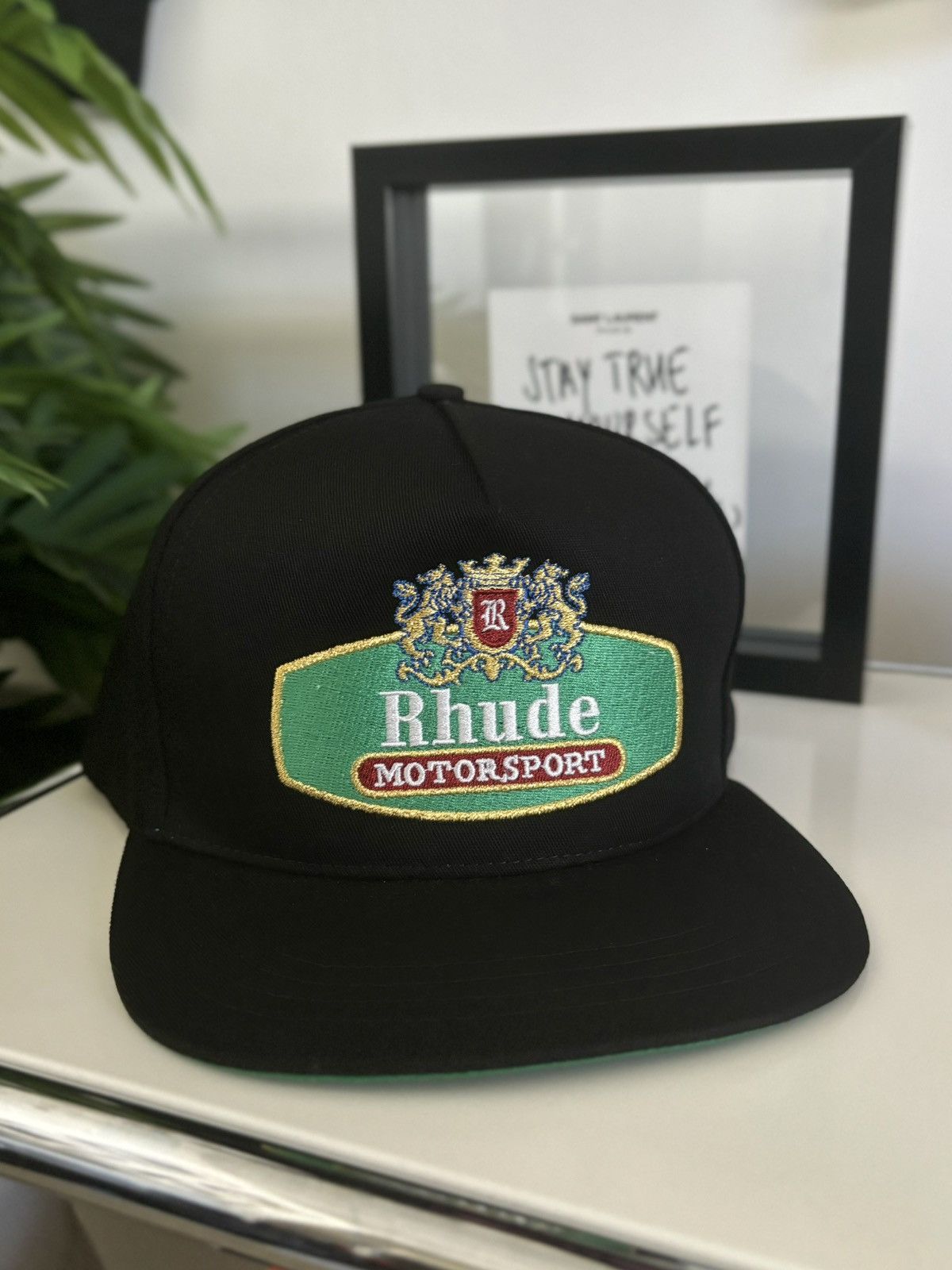 image of Rhude “Crest Motorsports Racing F1” Hat in Black, Men's