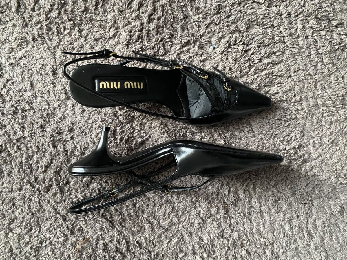 Miu Miu MiuMiu patent leather slingbacks heels Size US 7 / IT 37 - 2 Thumbnail