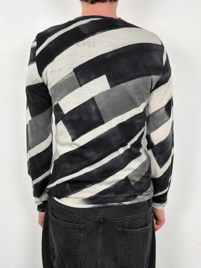 Emporio Armani Emporio Armani Black & White Diagonal Striped Wool Sweater Size US M / EU 48-50 / 2 - 3 Thumbnail