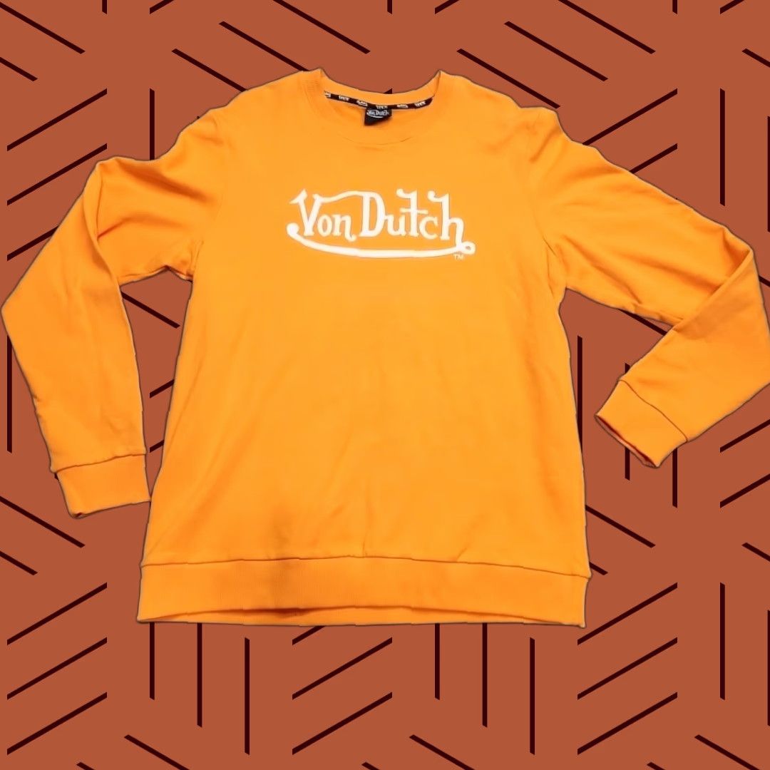 Von Dutch Von Dutch Shirt Men XL Orange Front & Back Print Crew Neck Long Sleeve T-Shirt Size US XL / EU 56 / 4 - 1 Thumbnail