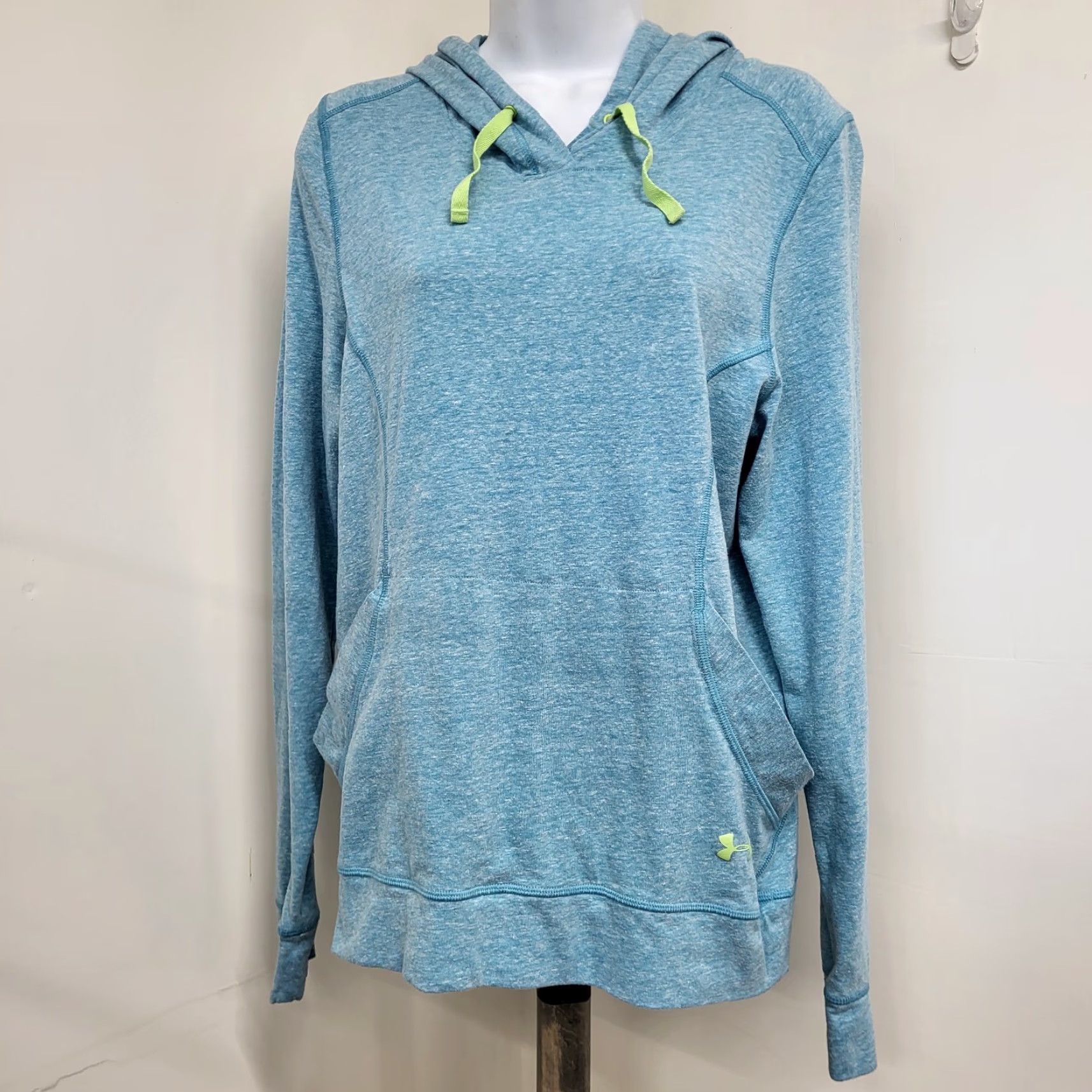 Under Armour Under Armour Hoodie Women’s L Blue/neon Green Semi Fitted Long Sleeve Shirt? Size L / US 10 / IT 46 - 2 Thumbnail