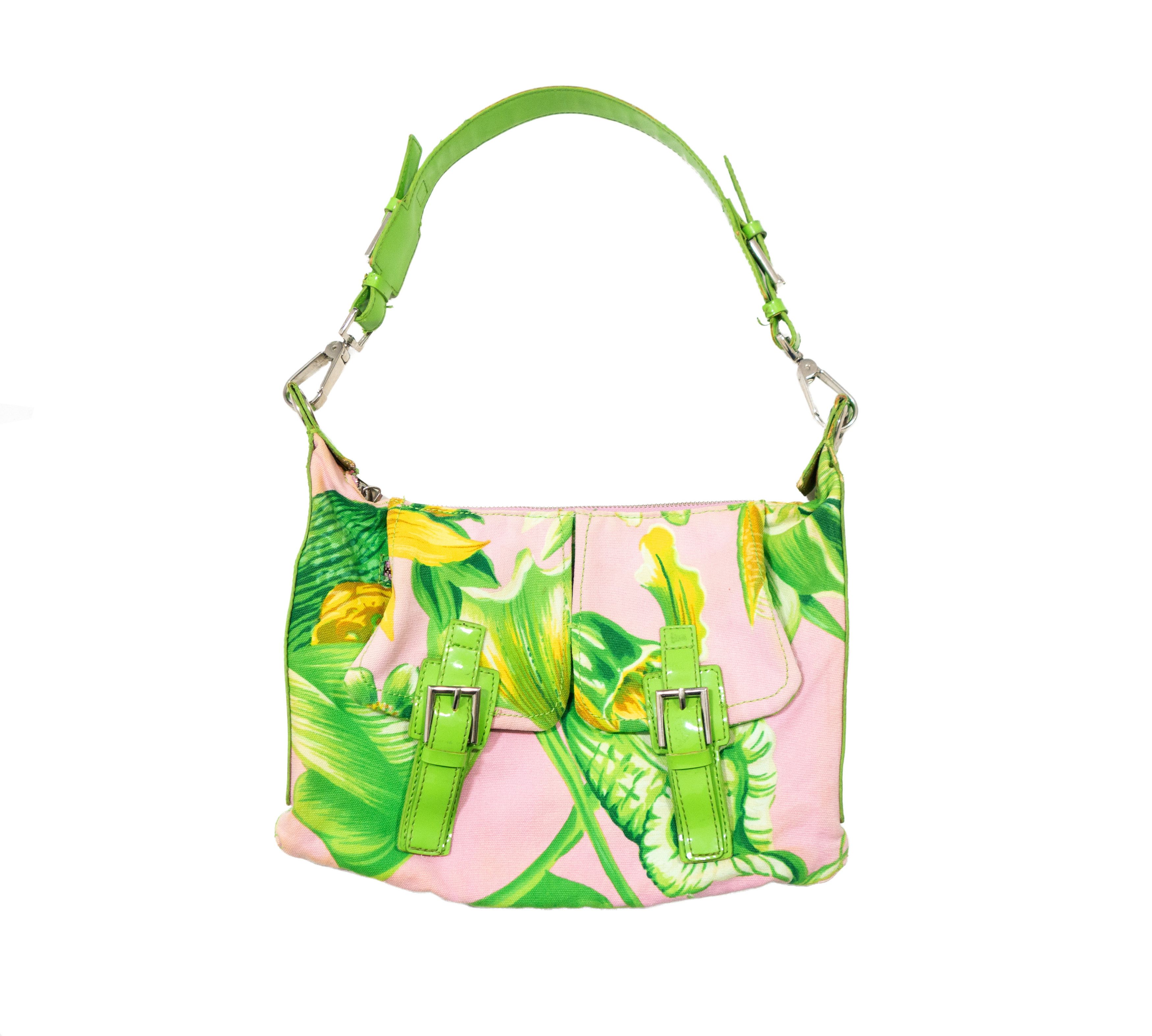 Versus Versace Y2K Tropical Floral Print Canvas Shoulder Bag 00s Size ONE SIZE - 1 Thumbnail