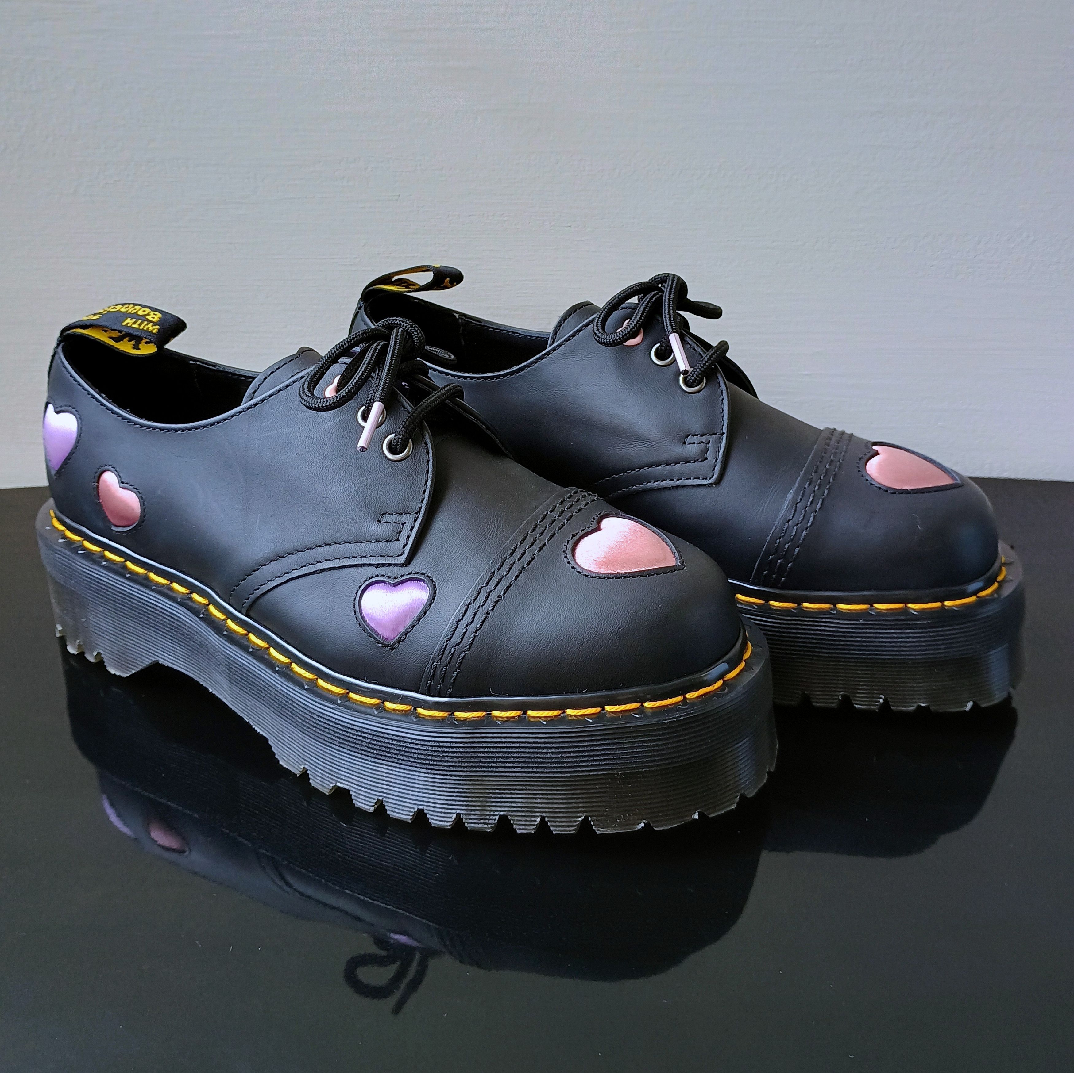 Dr. Martens Dr. Martens Women's 1461 Quad Heart Leather Platform Derby Size US 9 / IT 39 - 2 Thumbnail