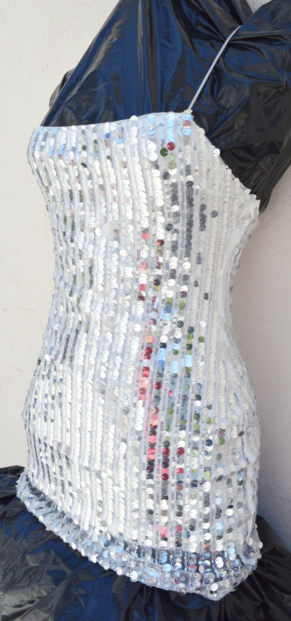 Other MINI DRESS SEQUIN / GLITTER SILVER STRAPS STRETCH Size S / US 4 / IT 40 - 7 Thumbnail