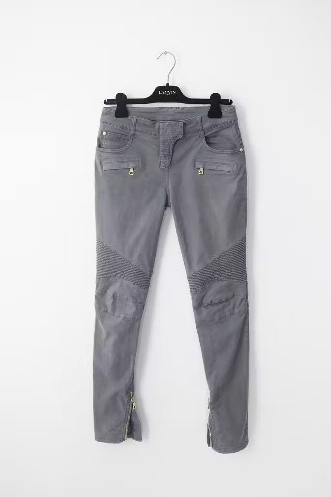 Balmain AW13 grey biker denim jeans Grailed
