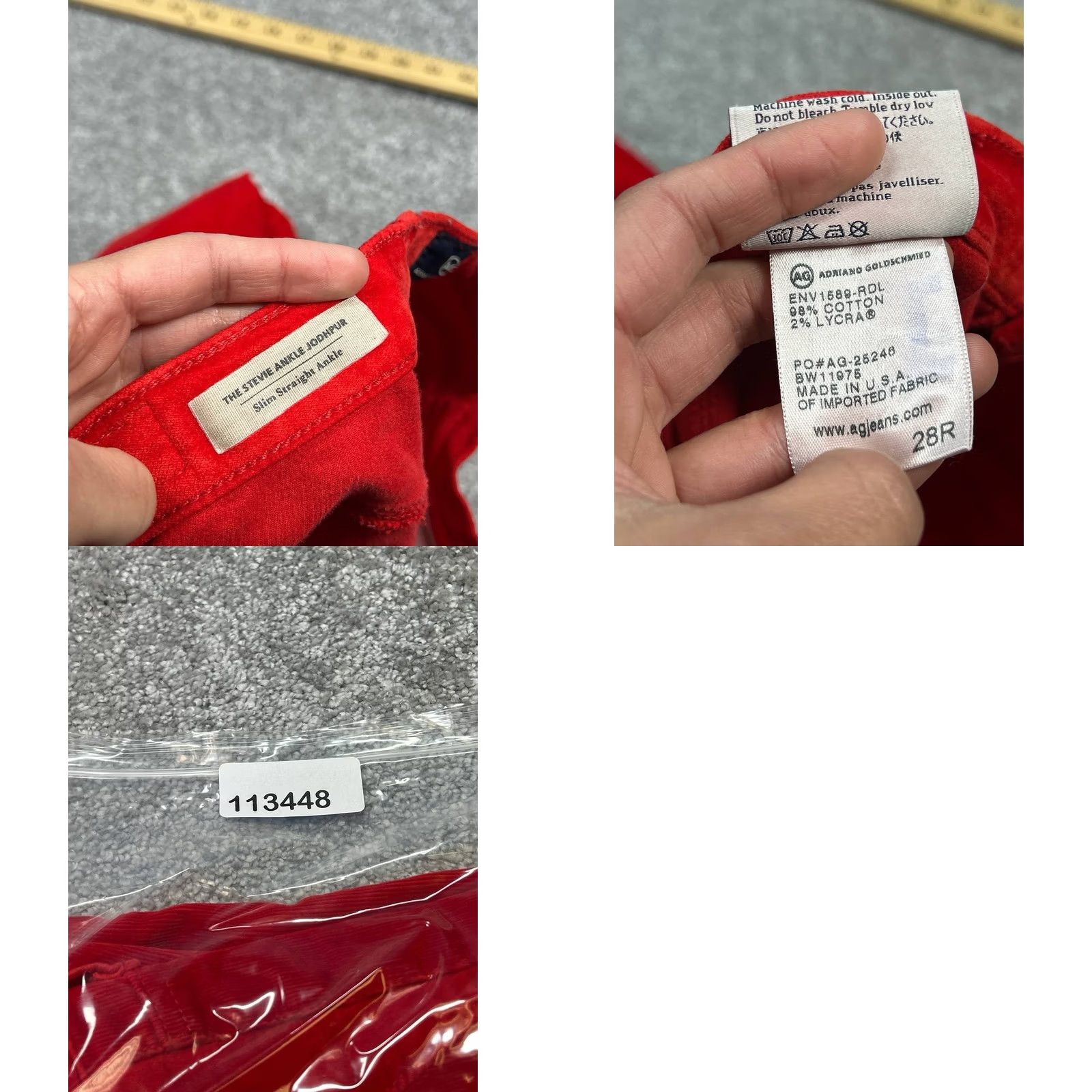 Denime AG Adriano Goldschmied Stevie Ankle Jodhpur Jeans Women 28 Red Denim Logo 28x26 Jeans Women Red Denim Logo 28x26 Size 28" / US 6 / IT 42 - 8 Thumbnail