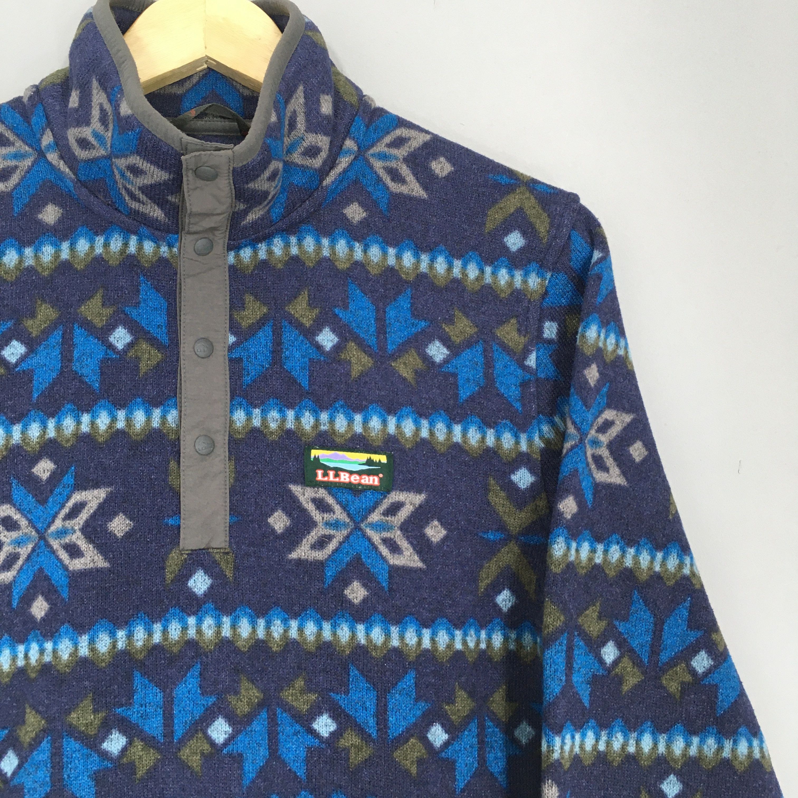 L.L. Bean × Vintage Vintage LL Bean Usa Aztec Navajo Fleece Sweater Small Size US S / EU 44-46 / 1 - 2 Thumbnail