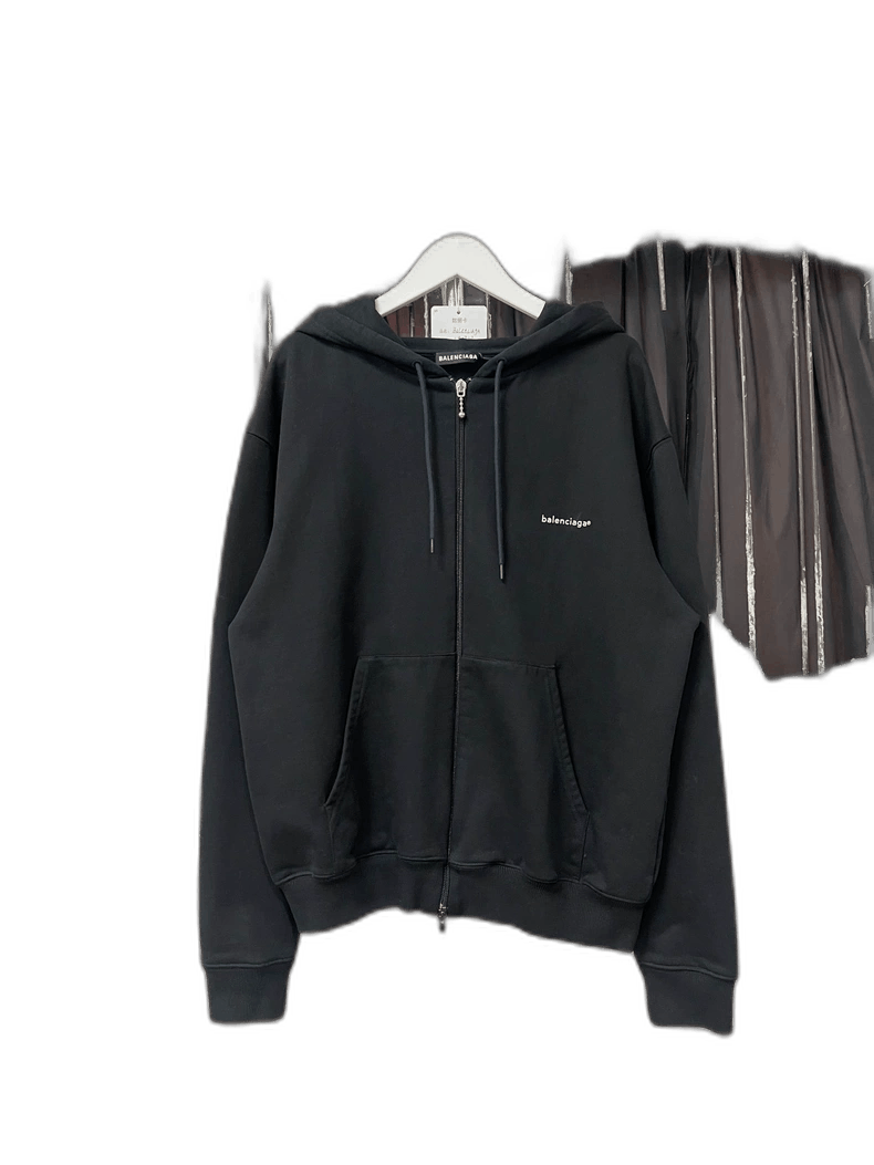 Balenciaga BALENCIAGA ZIP-UP HOODIE BLACK SZ:L | Grailed