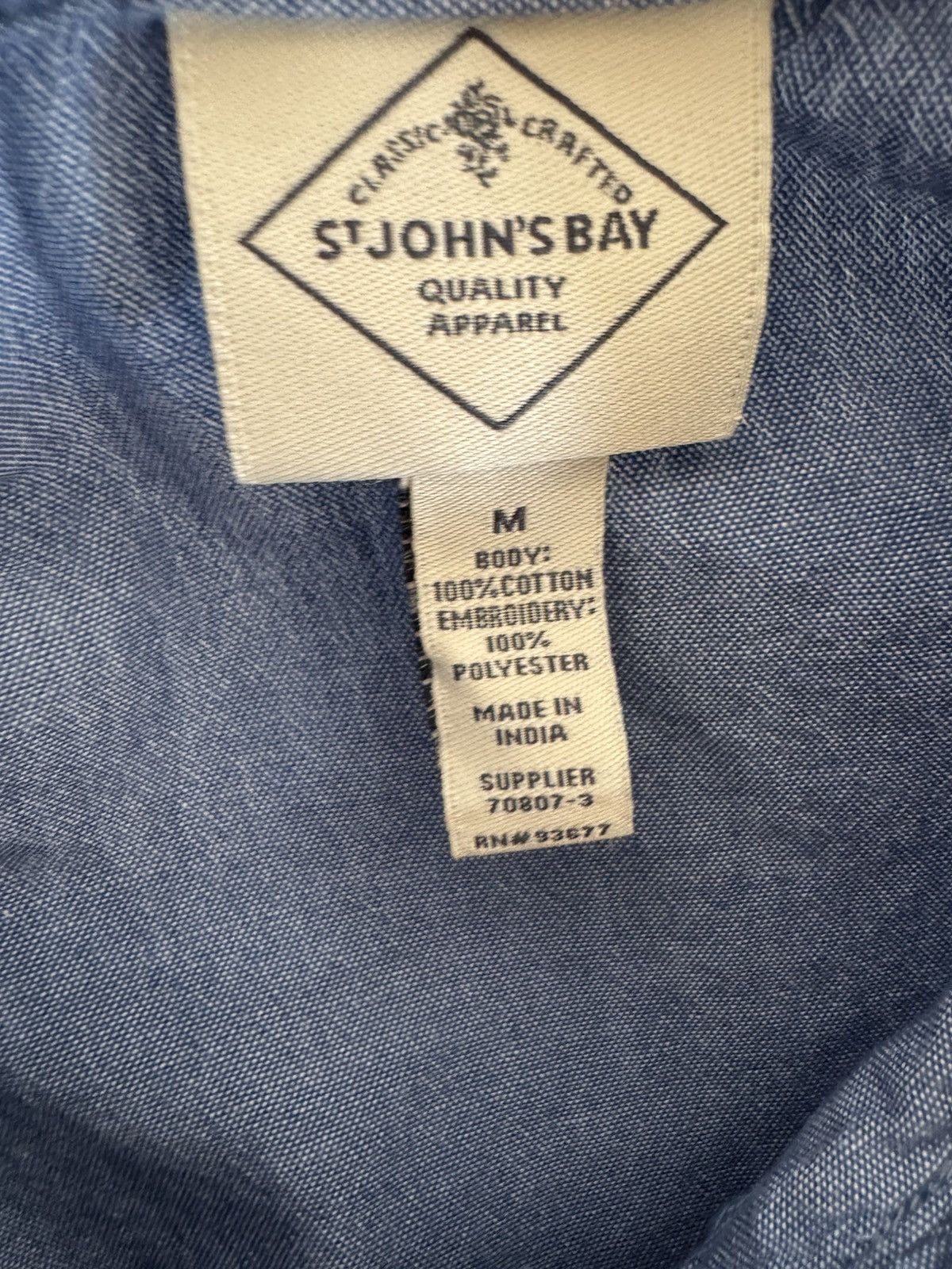St. Johns Bay St. John’s Bay women’s M 100% cotton blue chambray white Size M / US 6-8 / IT 42-44 - 4 Thumbnail