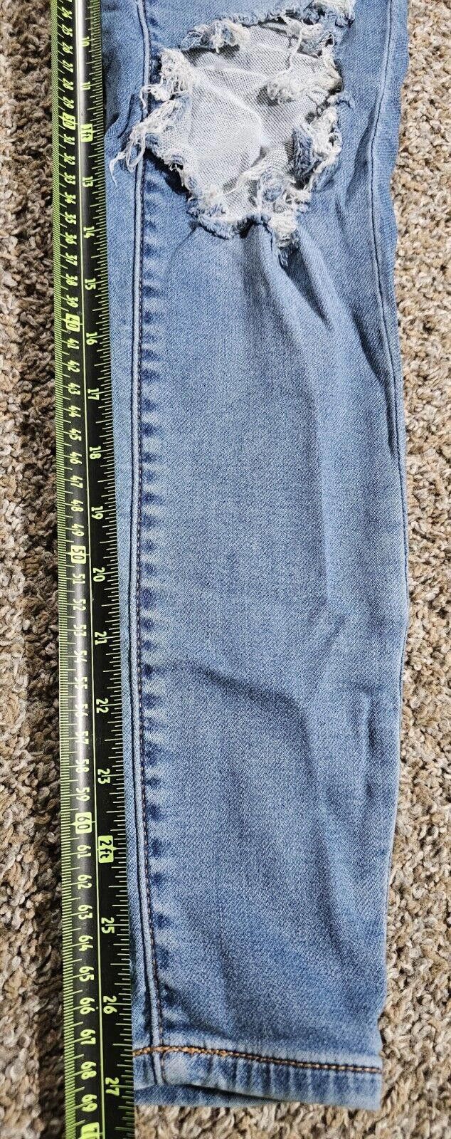 Designer American Eagle Next Level Stretch Blue Rip Destroyed Jeans 4 Size 27" / US 4 / IT 40 - 6 Thumbnail