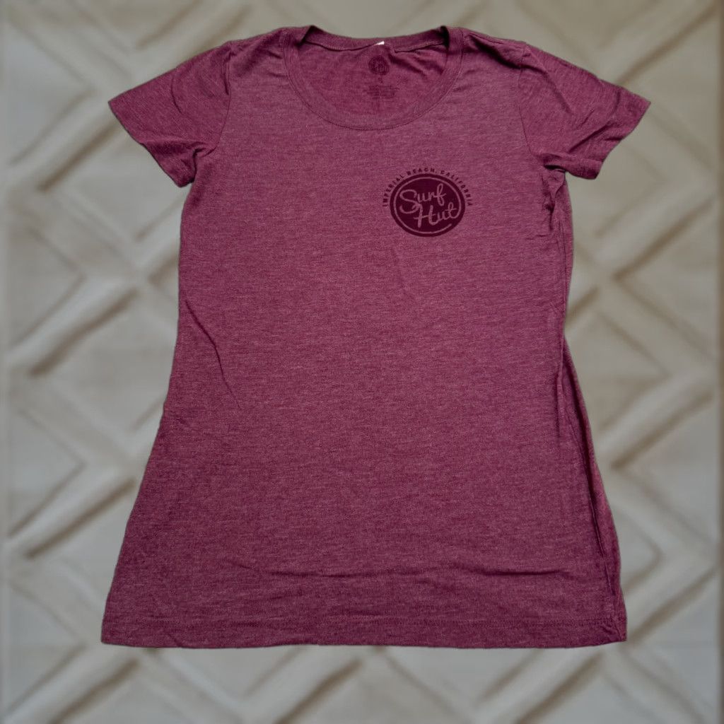 Imperial Surf Hut T-Shirt Womens Small Maroon Red Beach Surf Hut Classic Graphic Tee Casual Sleeve Short Sleeve Size S / US 4 / IT 40 - 1 Thumbnail