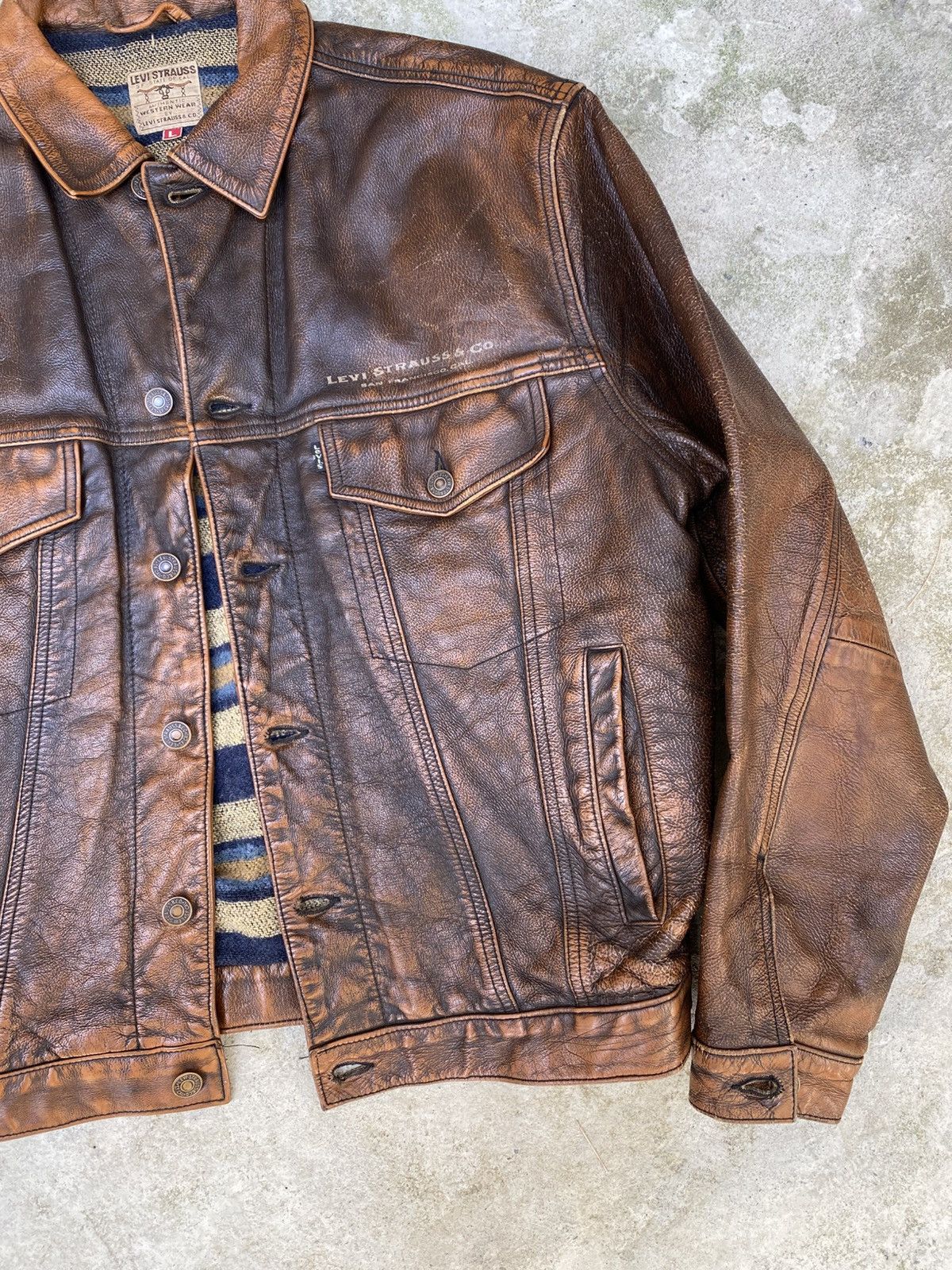 Levi's 1970s Long Horn Blanket-Lined Levis Trucker Jacket Size US L / EU 52-54 / 3 - 4 Thumbnail
