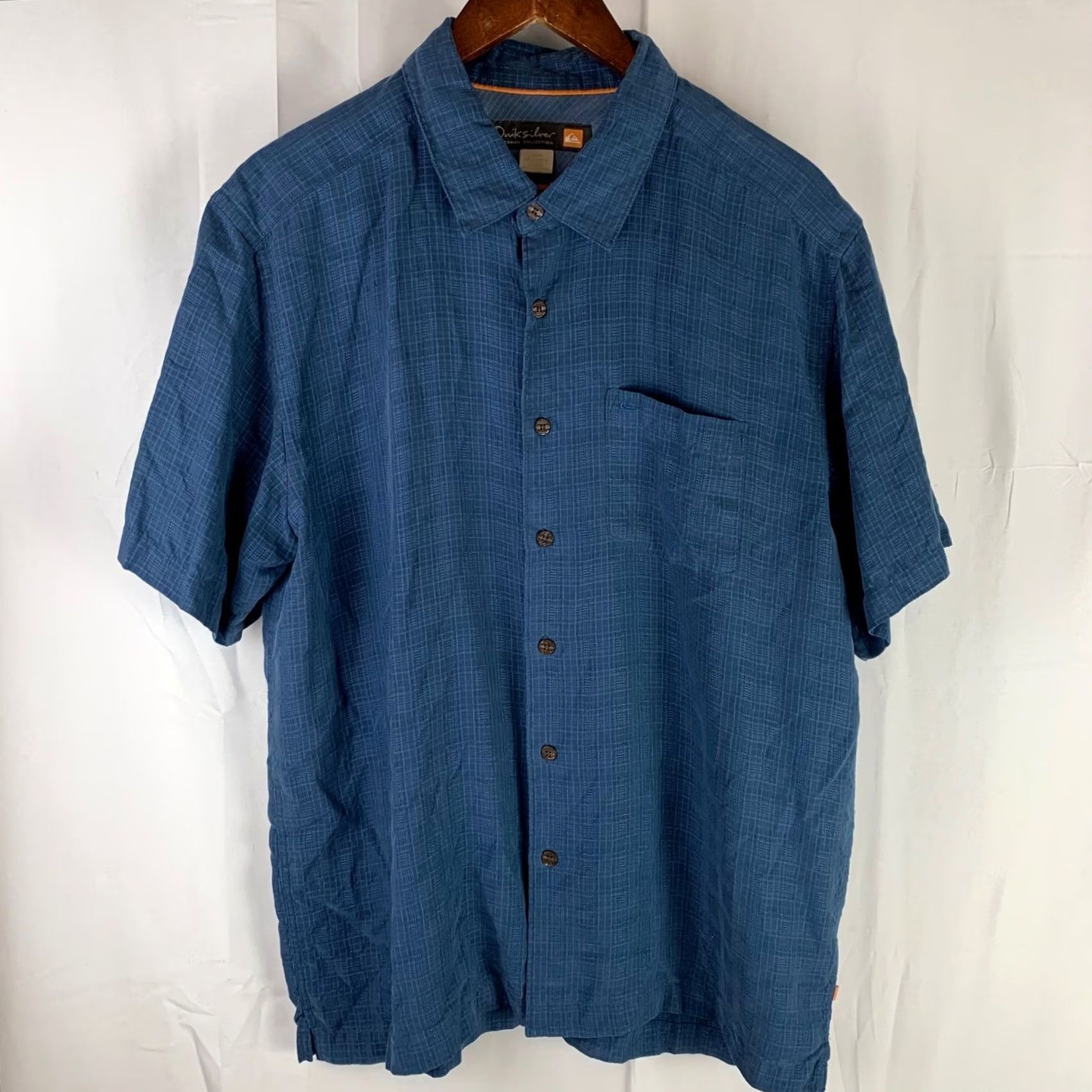 Quiksilver Quiksilver Waterman Collection Button Down Shirt Mens Large Blue Textured Grid Size US L / EU 52-54 / 3 - 2 Thumbnail