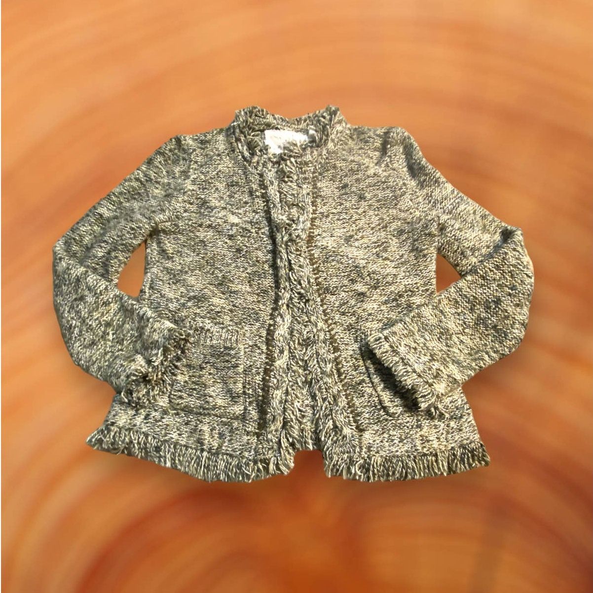 Anthropologie Angel of the North Anthro Green Knit Fringe Cardigan Size M Size M / US 6-8 / IT 42-44 - 1 Thumbnail