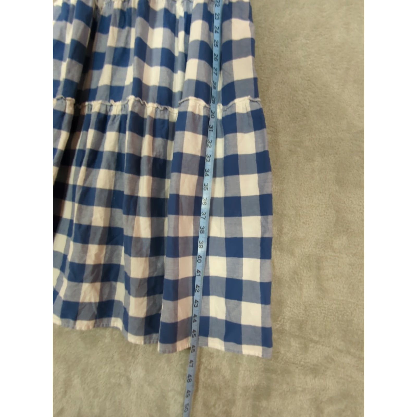 Old Navy Old Navy Midi Dress XS Blue White Check Smocked Gingham Cottagecore, Pockets, Lightweight, Sleeveless, Square Neck, Everyday Casual Women's Dress Size XS / US 0-2 / IT 36-38 - 6 Thumbnail