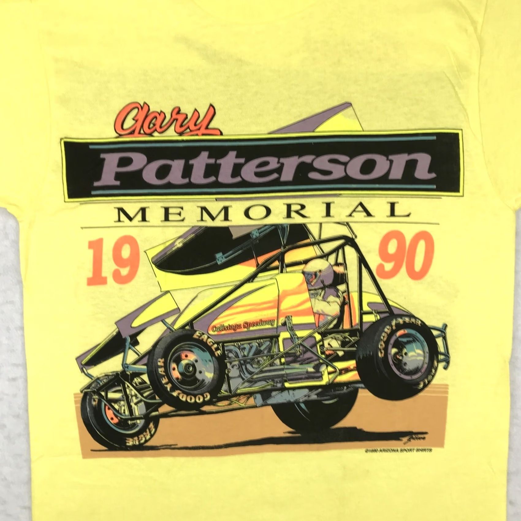 Fruit Of The Loom NOS vintage 90s Gary Patterson Narc Sprint Car Racing T-Shirt S Crew Neck Short Sleeve Yellow Cotton Fruit of the Loom Mens Size US S / EU 44-46 / 1 - 5 Thumbnail